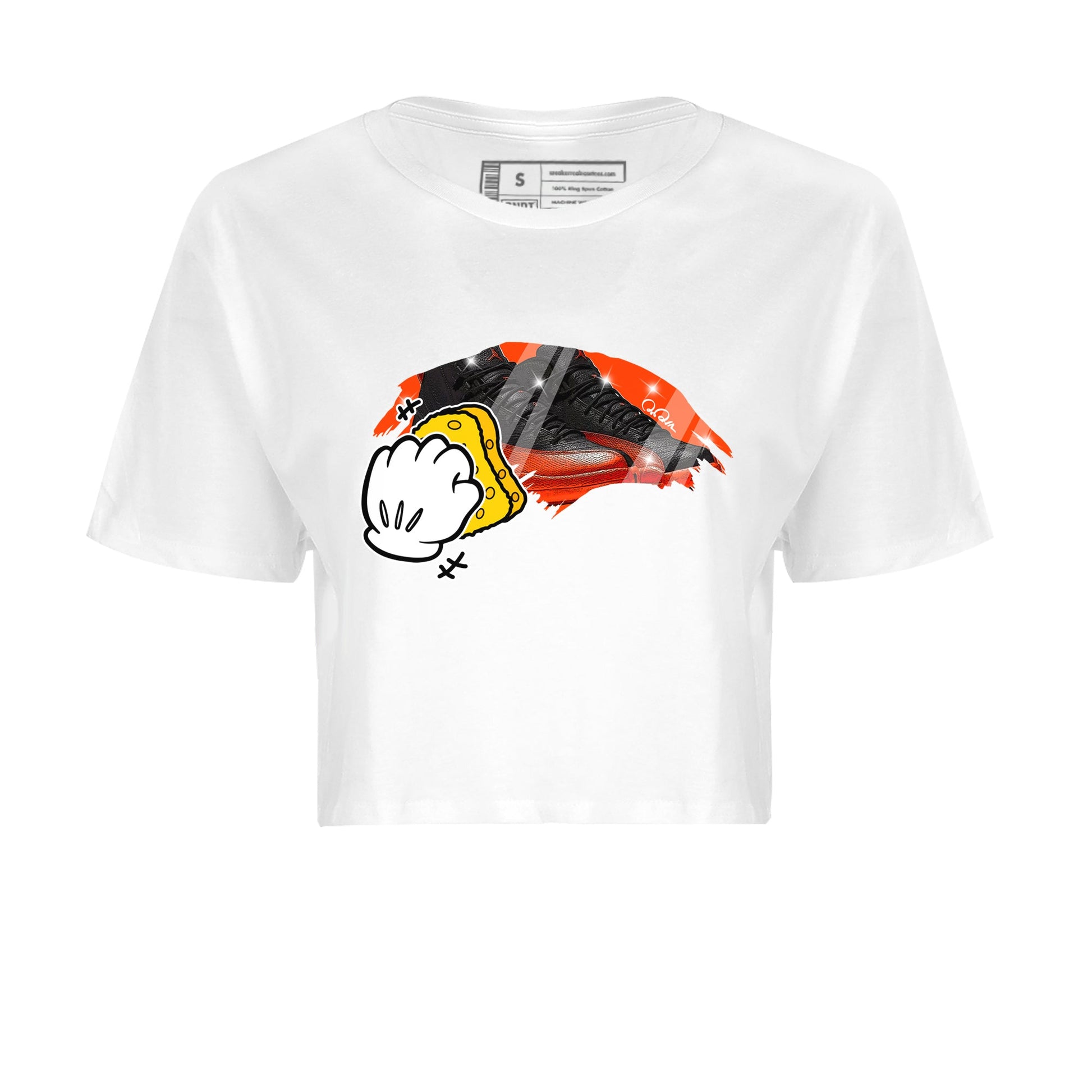 Air Jordan 12 Brilliant Orange Sneaker Match Tees Wiping Sneaker Tees AJ12 Brilliant Orange Sneaker Release Tees Women's Shirts White 2