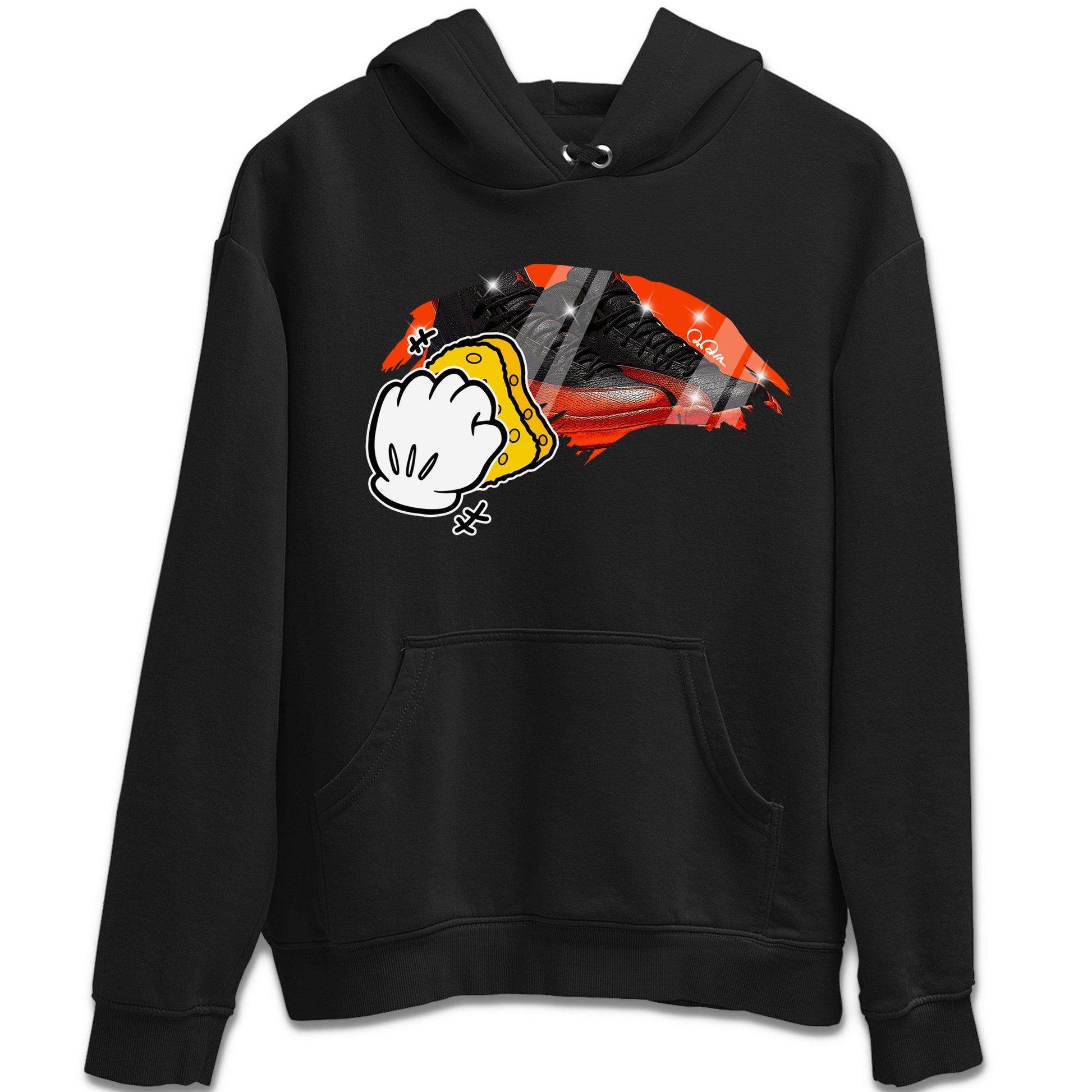 Air Jordan 12 Brilliant Orange Sneaker Match Tees Wiping Sneaker Tees AJ12 Brilliant Orange Sneaker Release Tees Unisex Shirts Black 2
