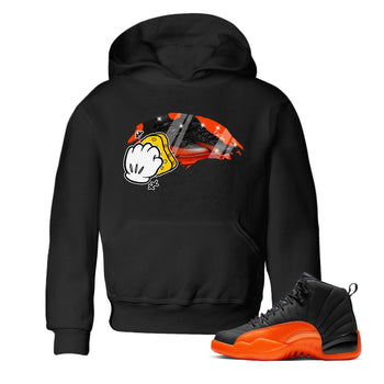 Air Jordan 12 Brilliant Orange Sneaker Match Tees Wiping Sneaker Tees AJ12 Brilliant Orange Sneaker Release Tees Kids Shirts Black 1