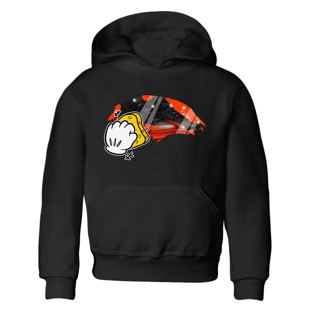 Air Jordan 12 Brilliant Orange Sneaker Match Tees Wiping Sneaker Tees AJ12 Brilliant Orange Sneaker Release Tees Kids Shirts Black 2