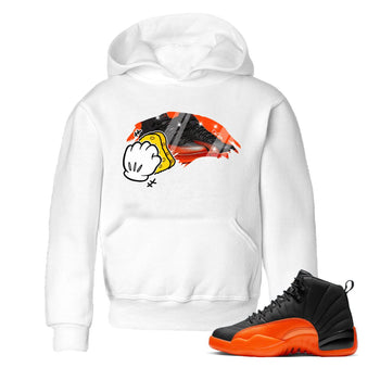Air Jordan 12 Brilliant Orange Sneaker Match Tees Wiping Sneaker Tees AJ12 Brilliant Orange Sneaker Release Tees Kids Shirts White 1