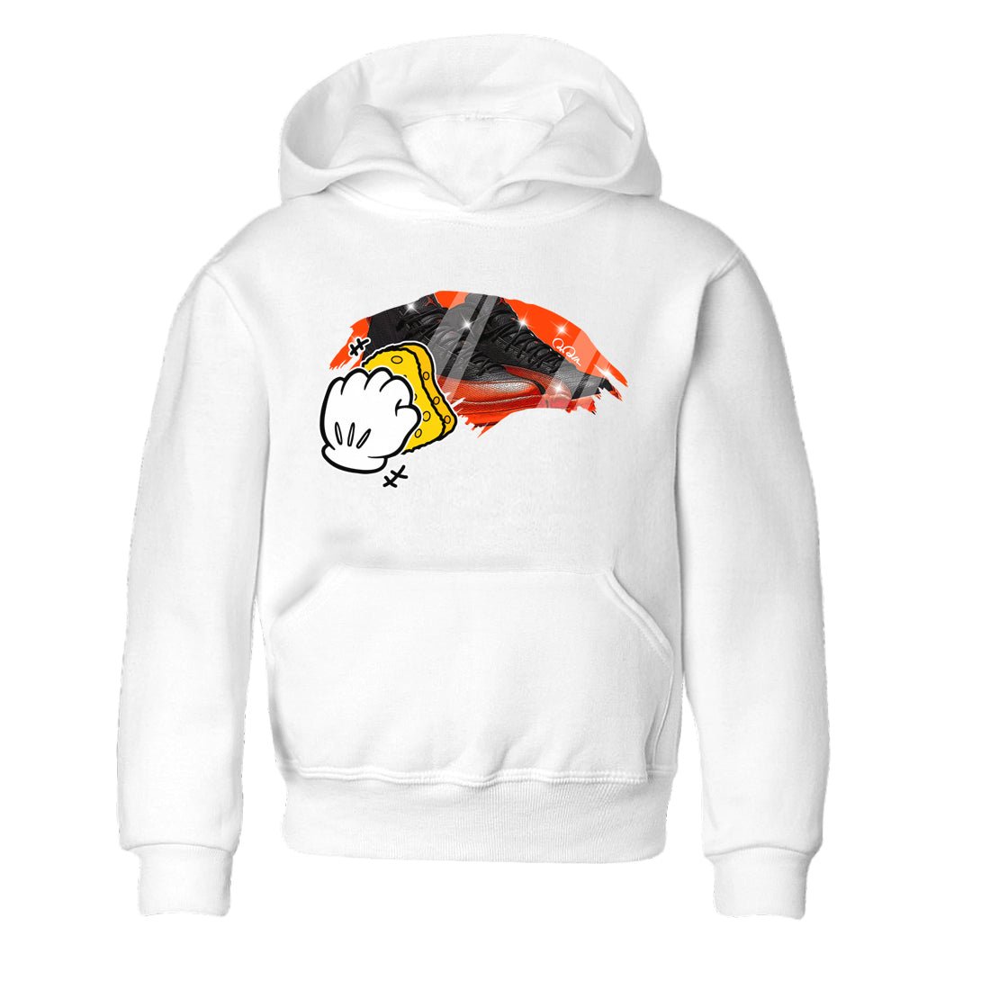 Air Jordan 12 Brilliant Orange Sneaker Match Tees Wiping Sneaker Tees AJ12 Brilliant Orange Sneaker Release Tees Kids Shirts White 2