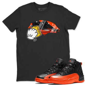Air Jordan 12 Brilliant Orange Sneaker Match Tees Wiping Sneaker Tees AJ12 Brilliant Orange Sneaker Release Tees Unisex Shirts Black 1