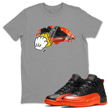 Air Jordan 12 Brilliant Orange Sneaker Match Tees Wiping Sneaker Tees AJ12 Brilliant Orange Sneaker Release Tees Unisex Shirts Heather Grey 1