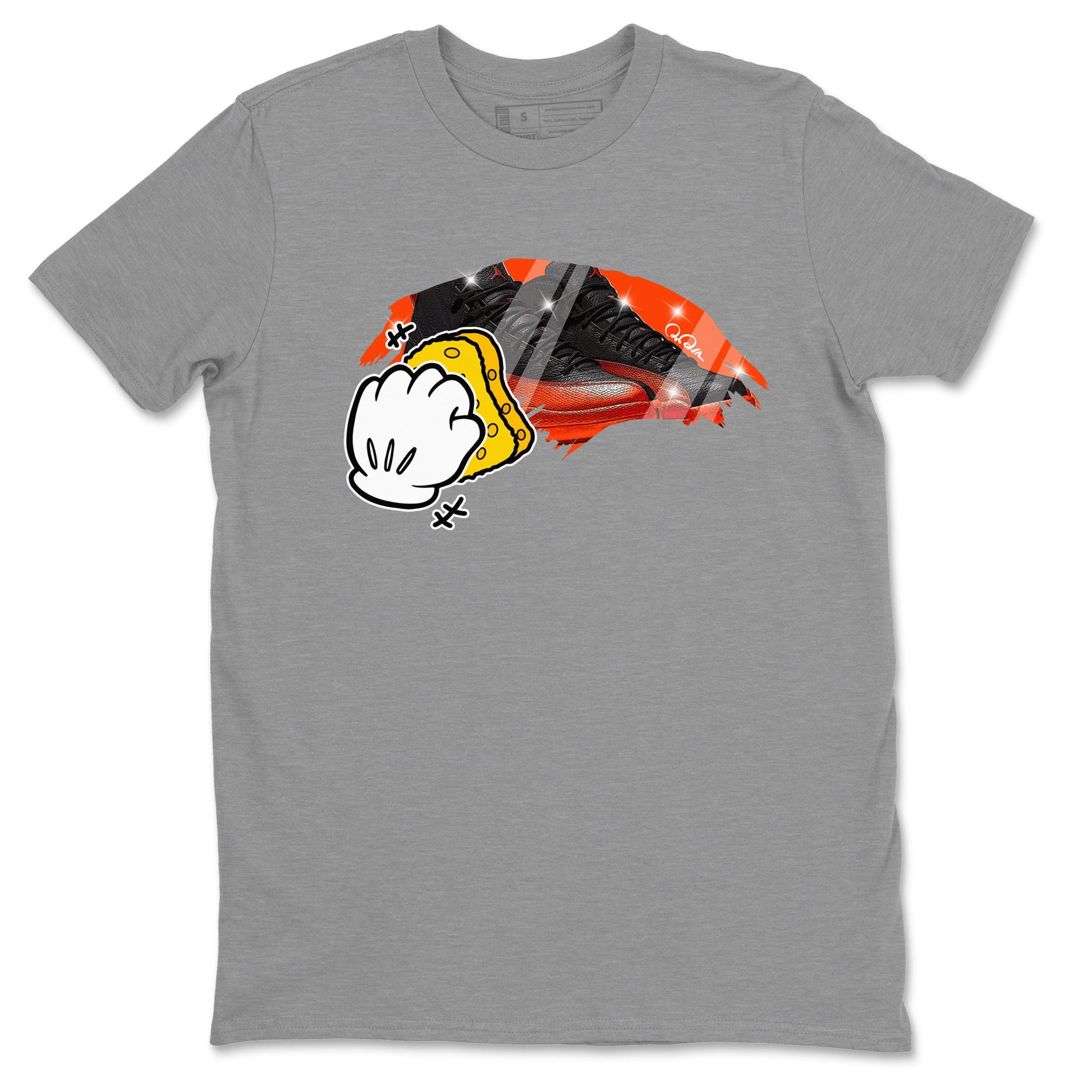 Air Jordan 12 Brilliant Orange Sneaker Match Tees Wiping Sneaker Tees AJ12 Brilliant Orange Sneaker Release Tees Unisex Shirts Heather Grey 2