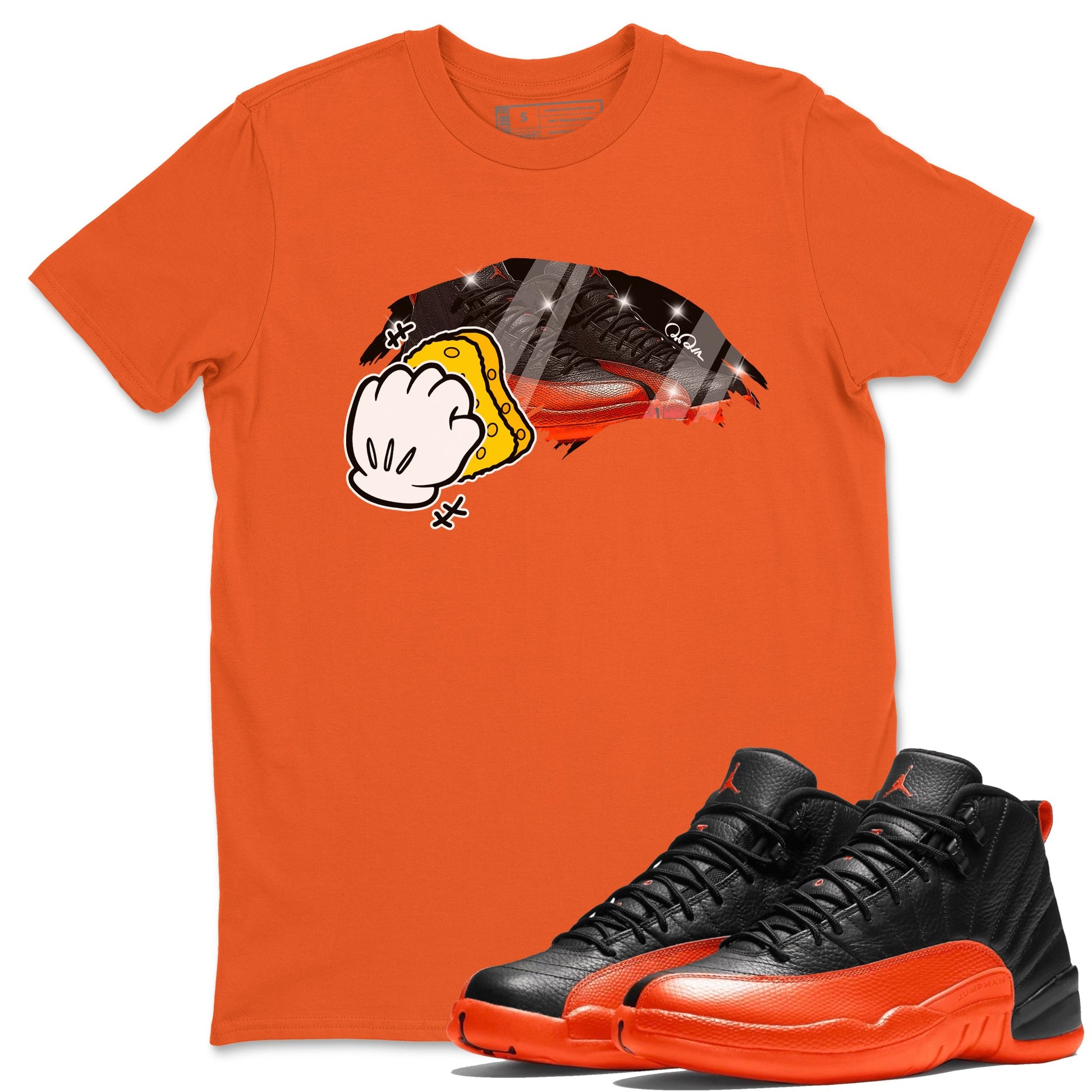 Air Jordan 12 Brilliant Orange Sneaker Match Tees Wiping Sneaker Tees AJ12 Brilliant Orange Sneaker Release Tees Unisex Shirts Orange 1