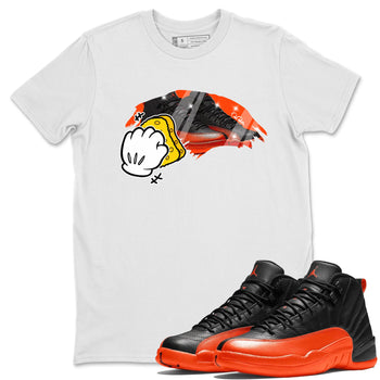 Air Jordan 12 Brilliant Orange Sneaker Match Tees Wiping Sneaker Tees AJ12 Brilliant Orange Sneaker Release Tees Unisex Shirts White 1