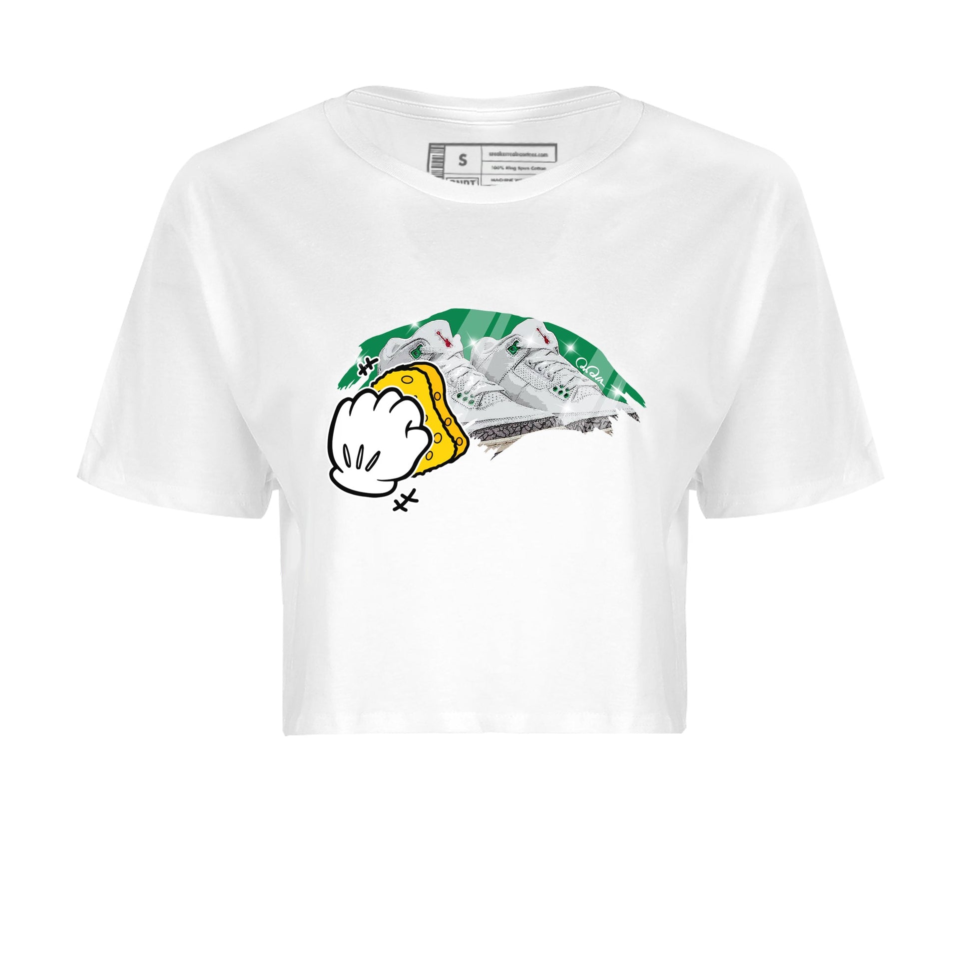 Air Jordan 3 Lucky Green Sneaker Match Tees Wiping Sneaker Tees AJ3 Lucky Green Sneaker Release Tees Women's Shirts White 2