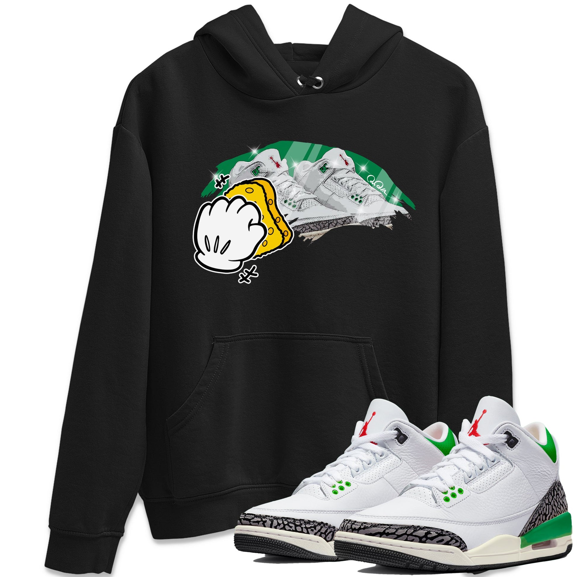 Air Jordan 3 Lucky Green Sneaker Match Tees Wiping Sneaker Tees AJ3 Lucky Green Sneaker Release Tees Unisex Shirts Black 1
