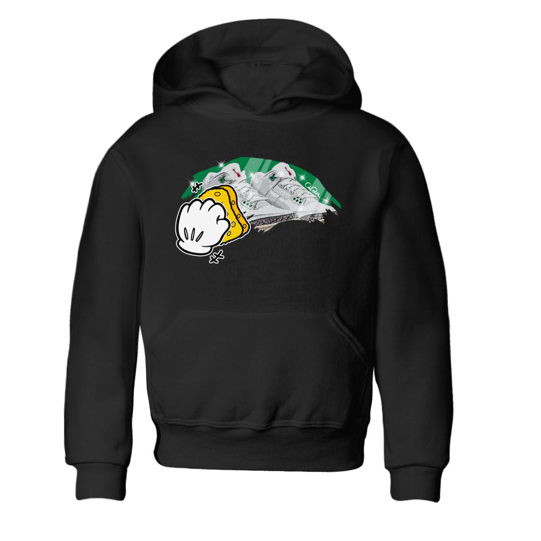 Air Jordan 3 Lucky Green Sneaker Match Tees Wiping Sneaker Tees AJ3 Lucky Green Sneaker Release Tees Kids Shirts Black 2
