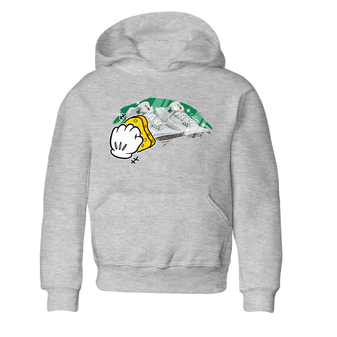Air Jordan 3 Lucky Green Sneaker Match Tees Wiping Sneaker Tees AJ3 Lucky Green Sneaker Release Tees Kids Shirts Heather Grey 2