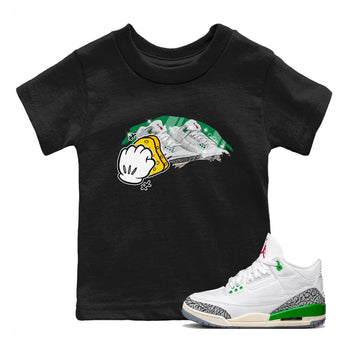 Air Jordan 3 Lucky Green Sneaker Match Tees Wiping Sneaker Tees AJ3 Lucky Green Sneaker Release Tees Kids Shirts Black 1
