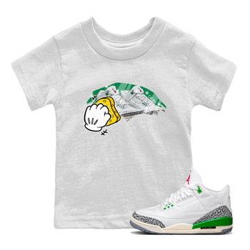 Air Jordan 3 Lucky Green Sneaker Match Tees Wiping Sneaker Tees AJ3 Lucky Green Sneaker Release Tees Kids Shirts White 1