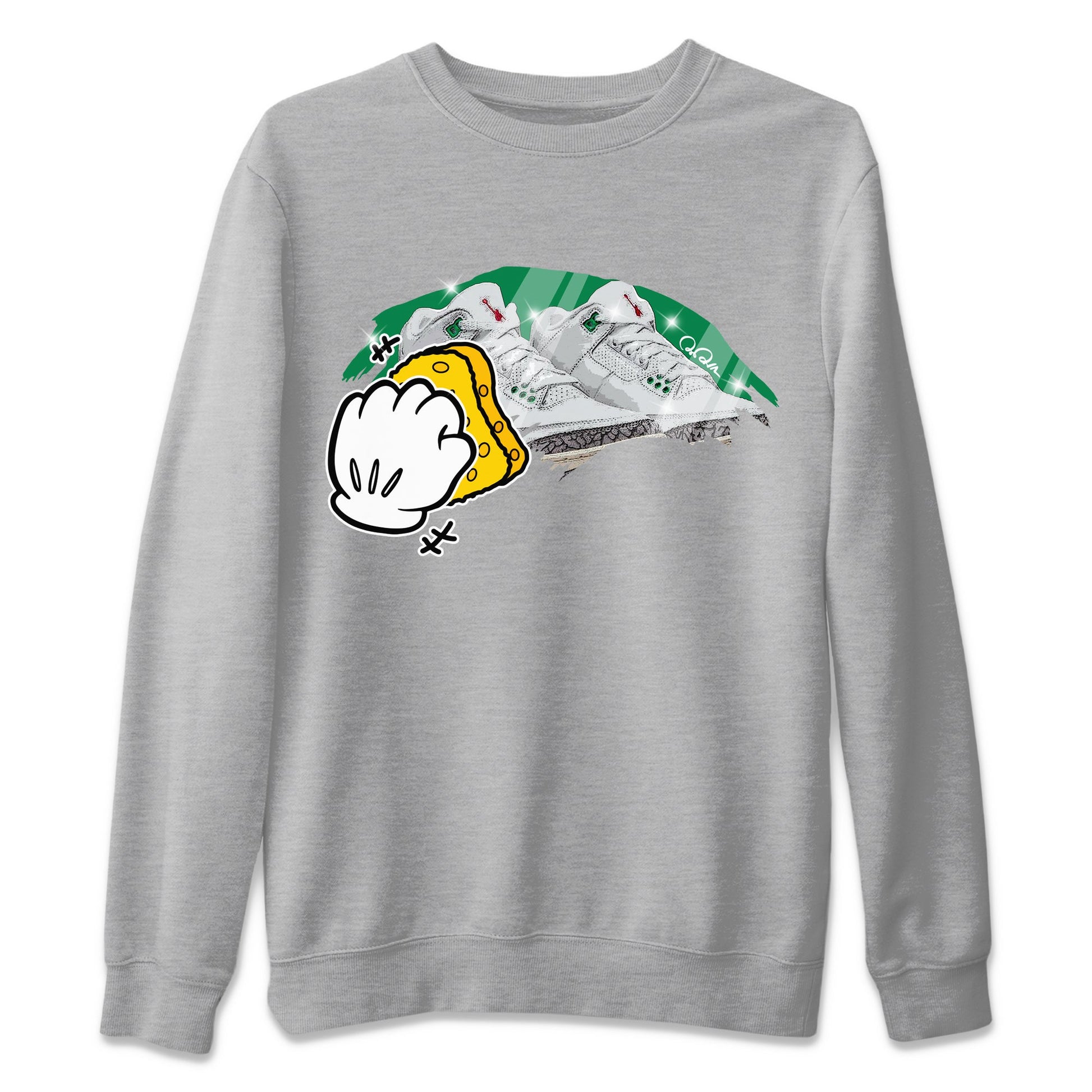 Air Jordan 3 Lucky Green Sneaker Match Tees Wiping Sneaker Tees AJ3 Lucky Green Sneaker Release Tees Unisex Shirts Heather Grey 2