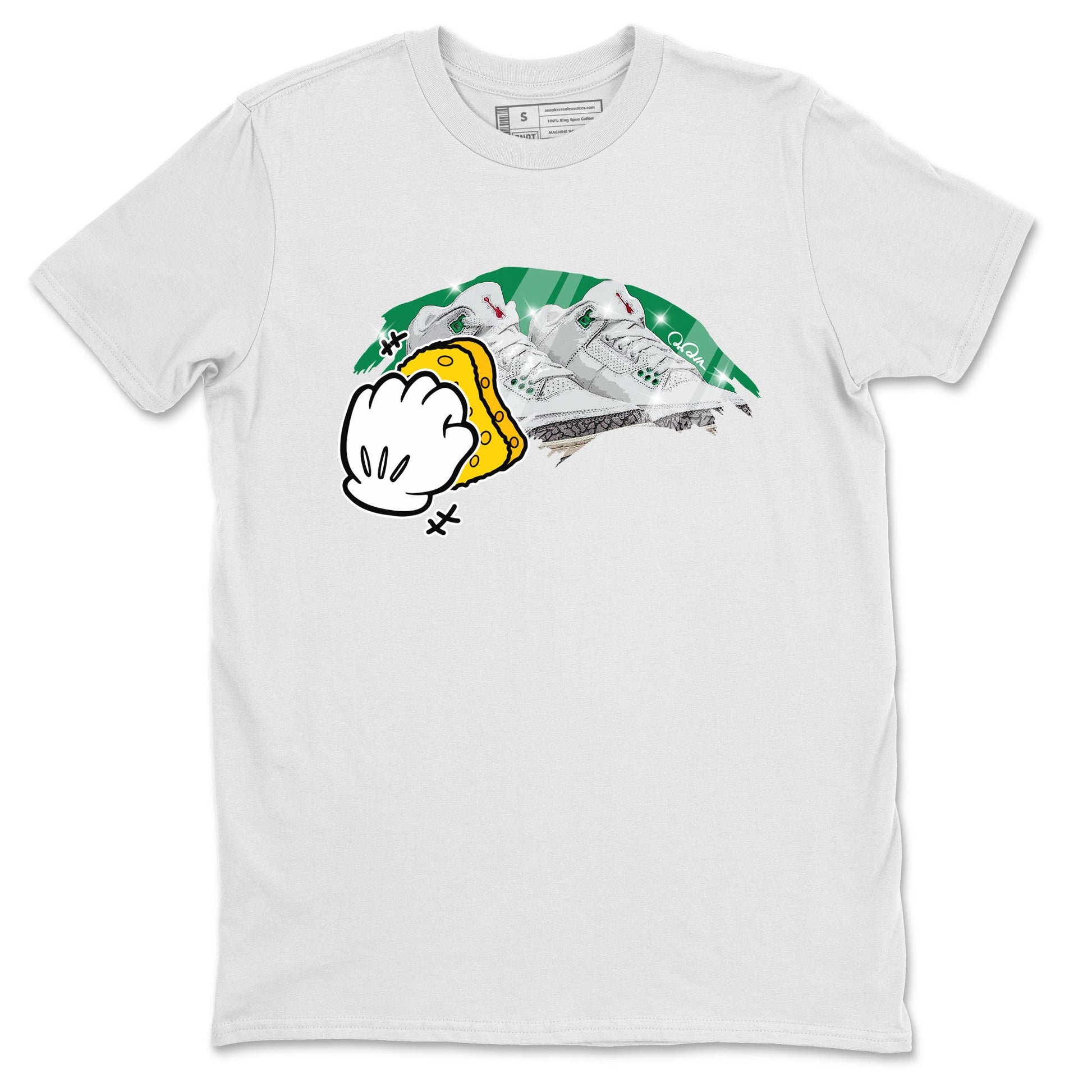 Air Jordan 3 Lucky Green Sneaker Match Tees Wiping Sneaker Tees AJ3 Lucky Green Sneaker Release Tees Unisex Shirts White 2