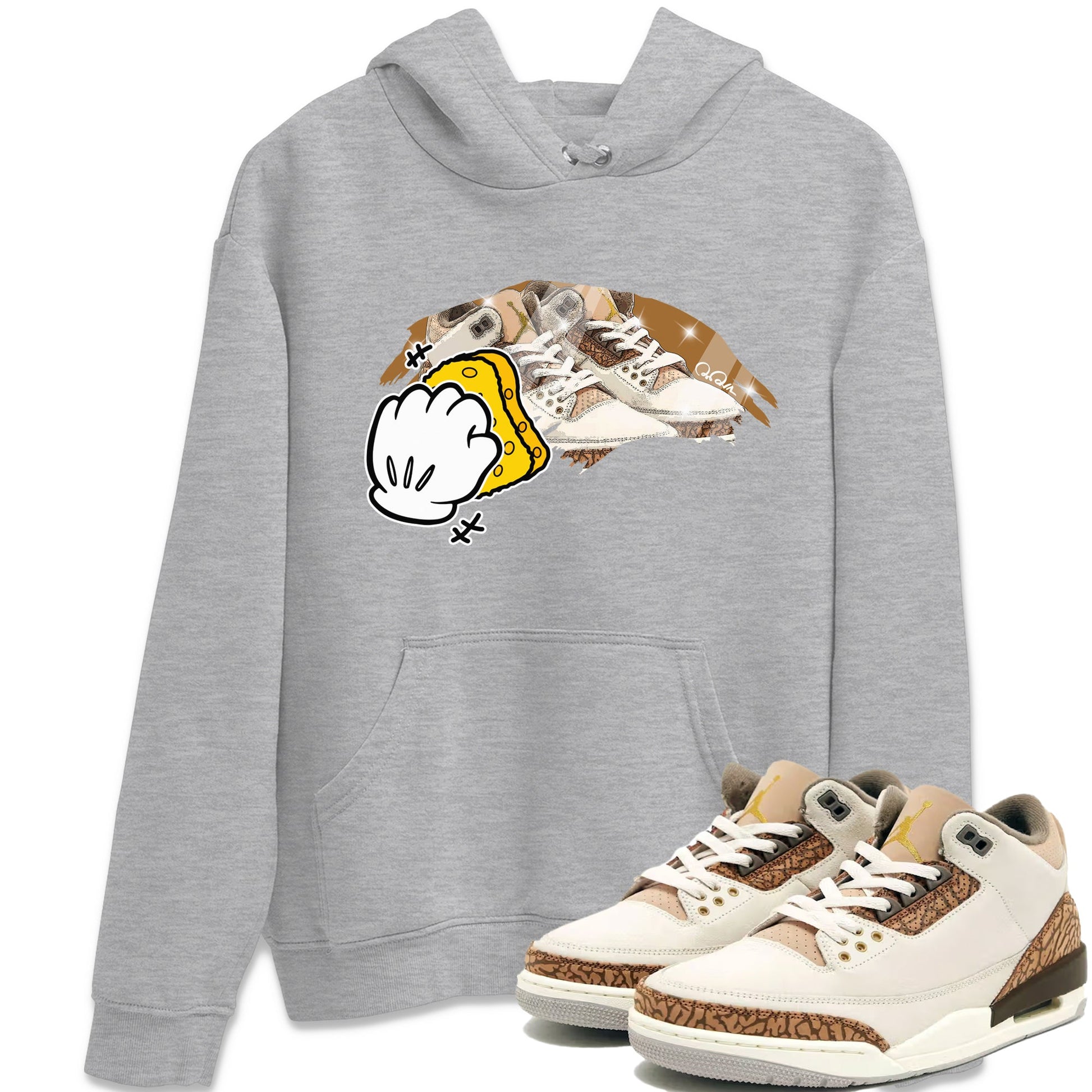 Air Jordan 3 Palomino Sneaker Match Tees Wiping Sneaker Tees AJ3 Palomino Sneaker Release Tees Unisex Shirts Heather Grey 1