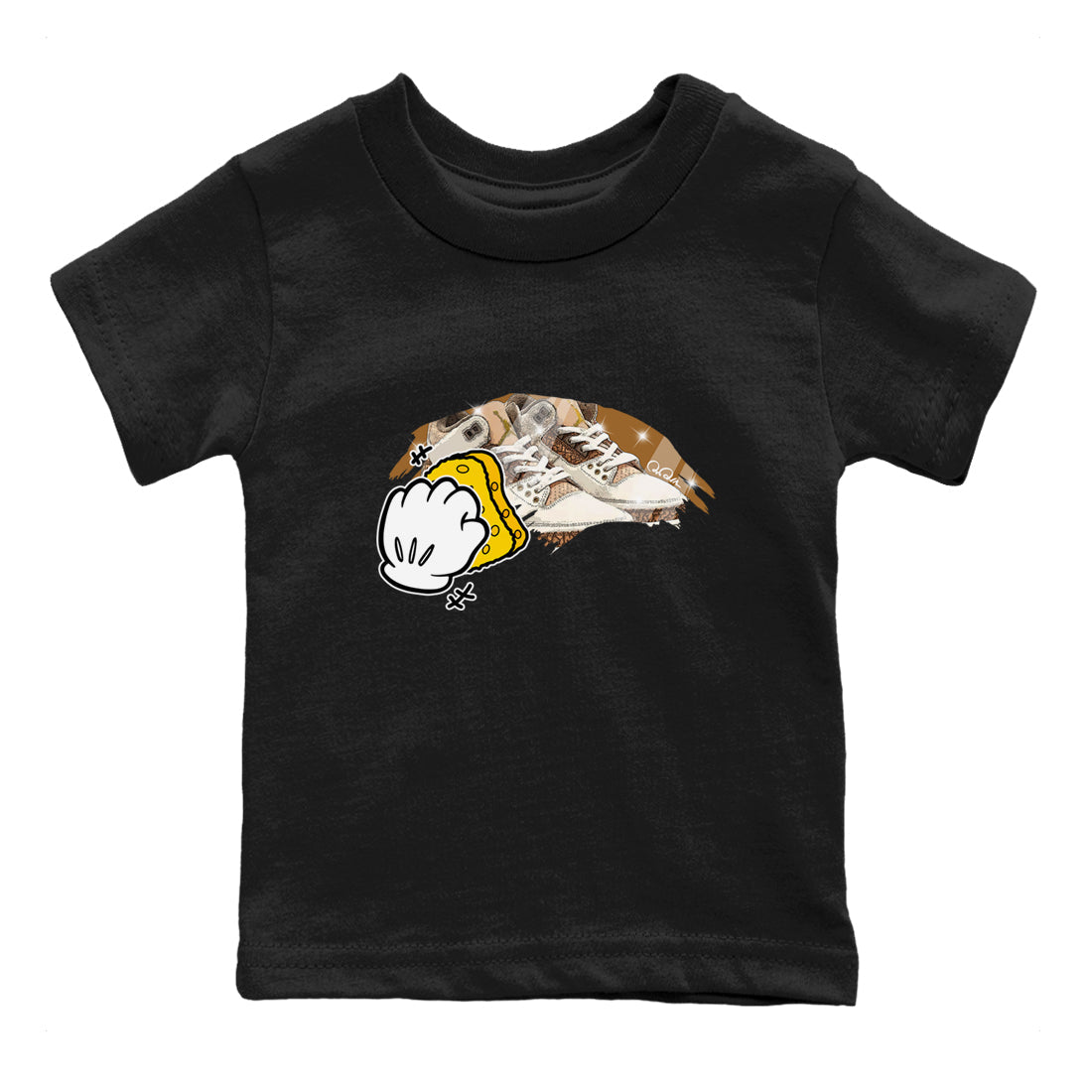 Air Jordan 3 Palomino Sneaker Match Tees Wiping Sneaker Tees AJ3 Palomino Sneaker Release Tees Kids Shirts Black 2
