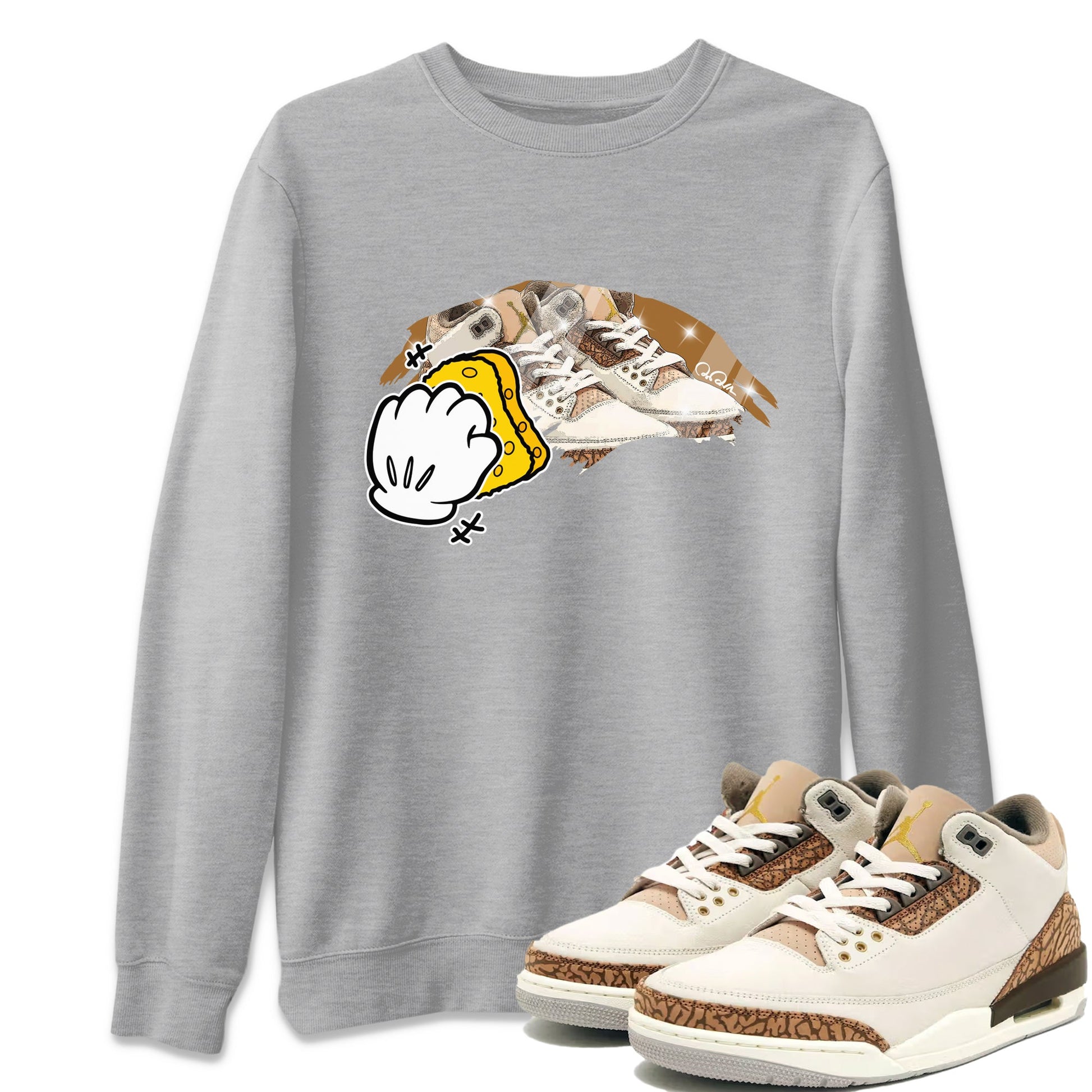 Air Jordan 3 Palomino Sneaker Match Tees Wiping Sneaker Tees AJ3 Palomino Sneaker Release Tees Unisex Shirts Heather Grey 1