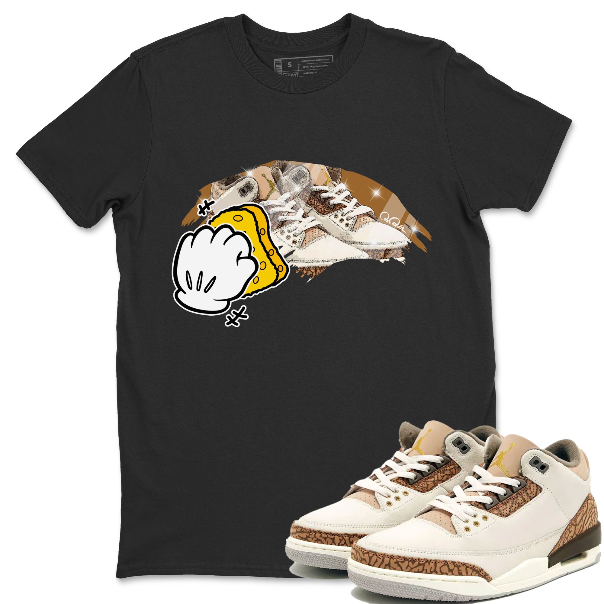 Air Jordan 3 Palomino Sneaker Match Tees Wiping Sneaker Tees AJ3 Palomino Sneaker Release Tees Unisex Shirts Black 1