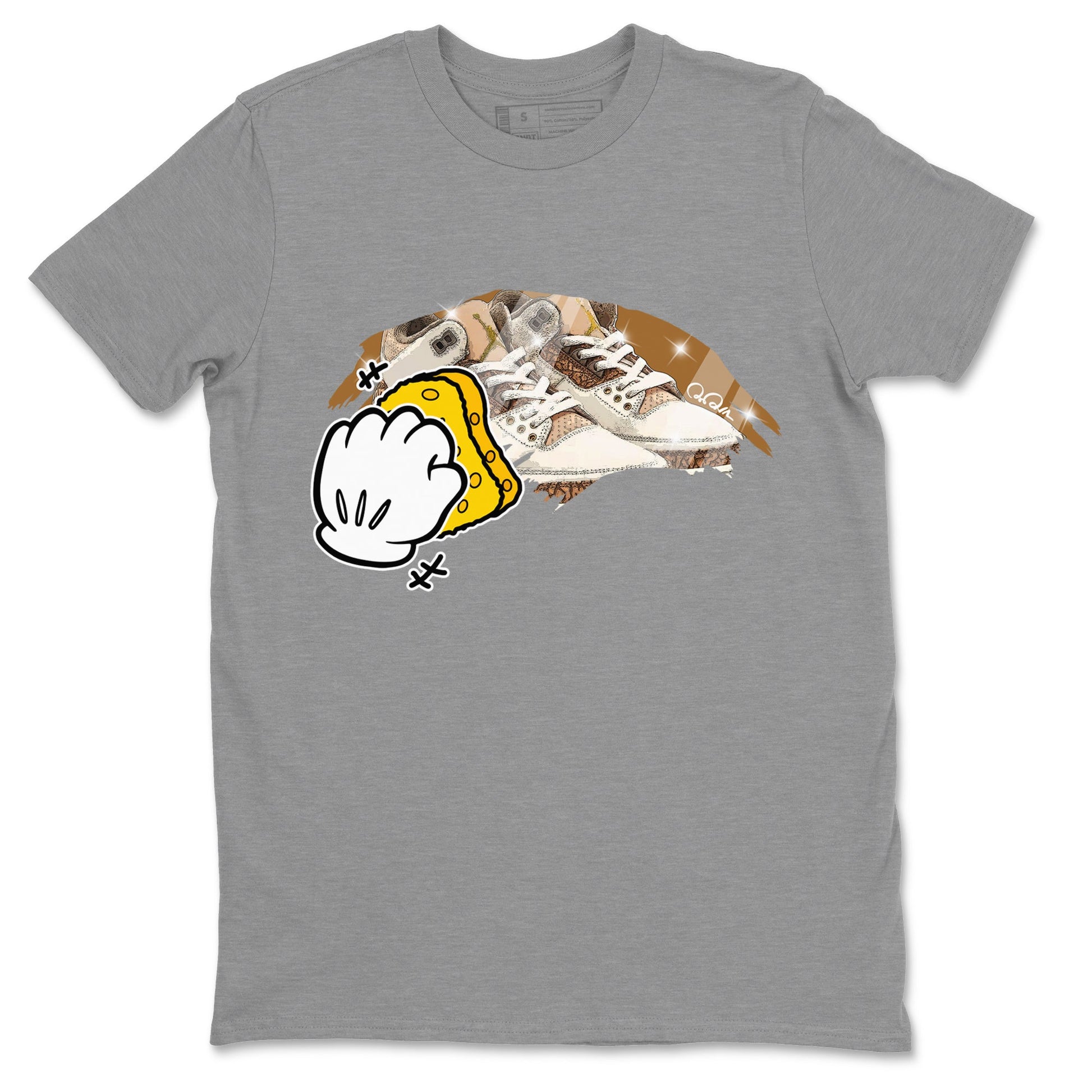 Air Jordan 3 Palomino Sneaker Match Tees Wiping Sneaker Tees AJ3 Palomino Sneaker Release Tees Unisex Shirts Heather Grey 2
