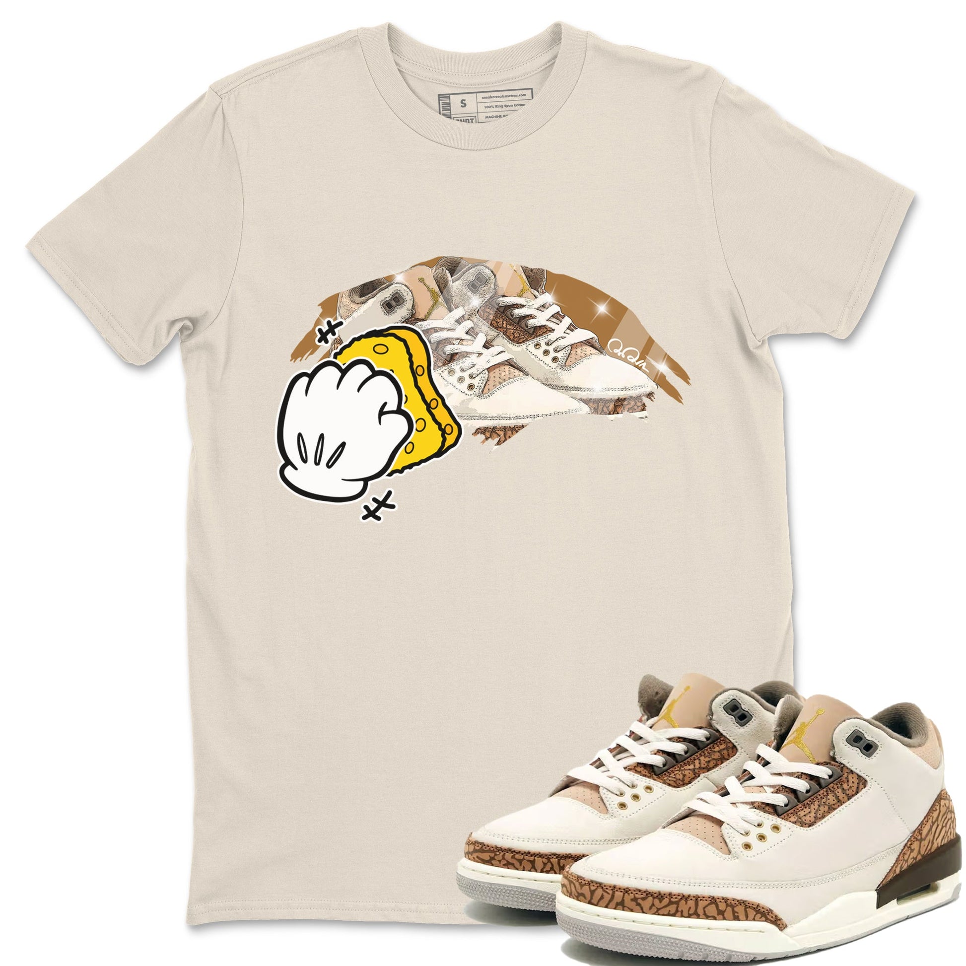 Air Jordan 3 Palomino Sneaker Match Tees Wiping Sneaker Tees AJ3 Palomino Sneaker Release Tees Unisex Shirts Natural 1