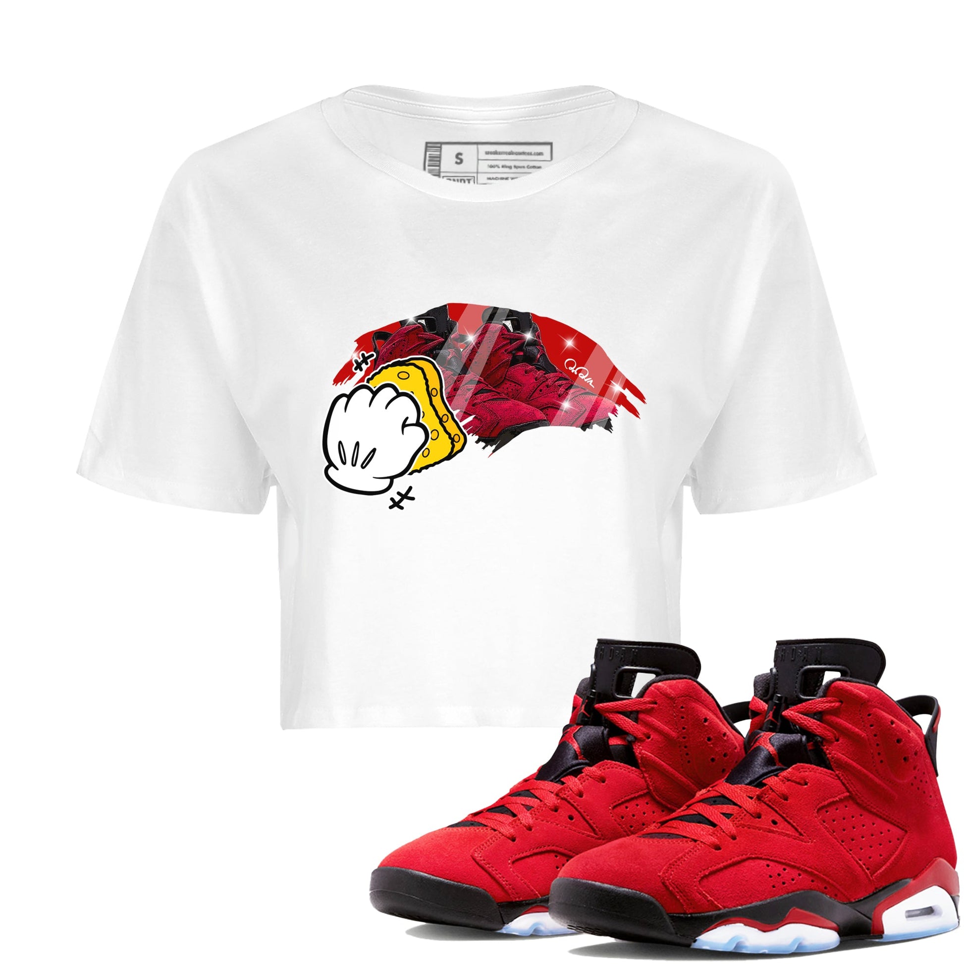 Air Jordan 6 Toro Bravo Sneaker Match Tees Wiping Sneaker Tees AJ6 Toro Bravo Sneaker Release Tees Women's Shirts White 1