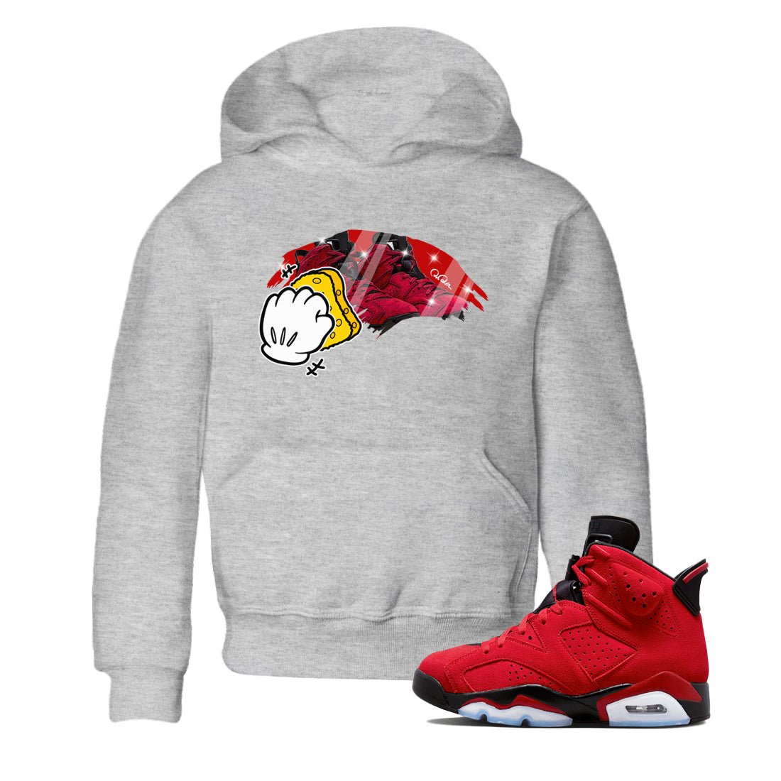 Air Jordan 6 Toro Bravo Sneaker Match Tees Wiping Sneaker Tees AJ6 Toro Bravo Sneaker Release Tees Kids Shirts Heather Grey 1