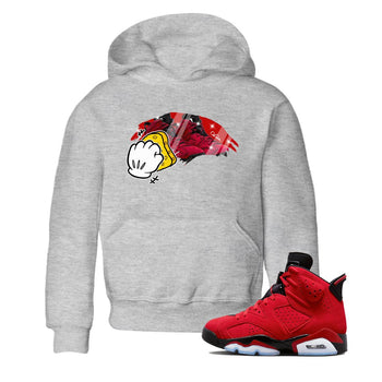 Air Jordan 6 Toro Bravo Sneaker Match Tees Wiping Sneaker Tees AJ6 Toro Bravo Sneaker Release Tees Kids Shirts Heather Grey 1
