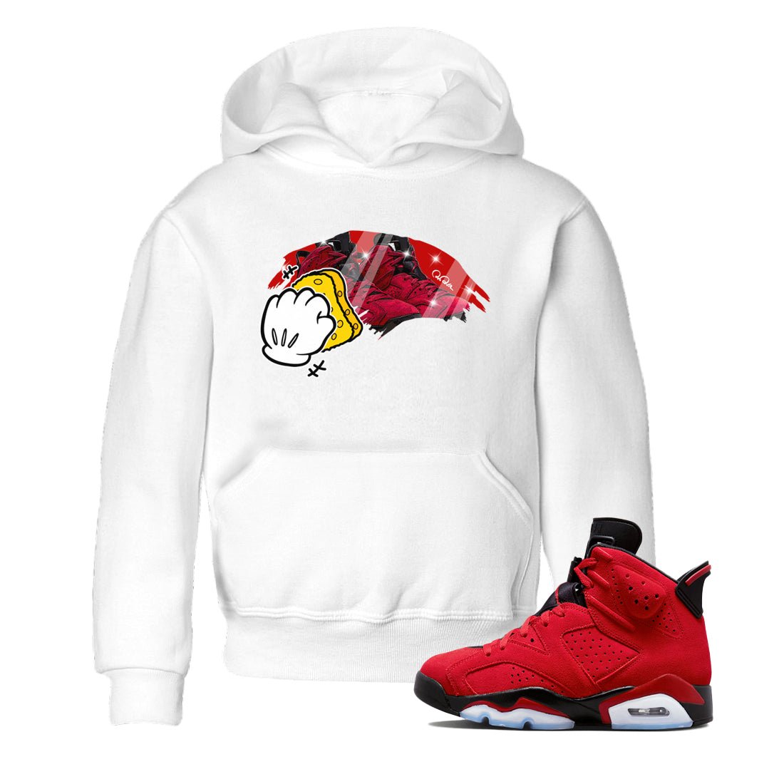 Air Jordan 6 Toro Bravo Sneaker Match Tees Wiping Sneaker Tees AJ6 Toro Bravo Sneaker Release Tees Kids Shirts White 1