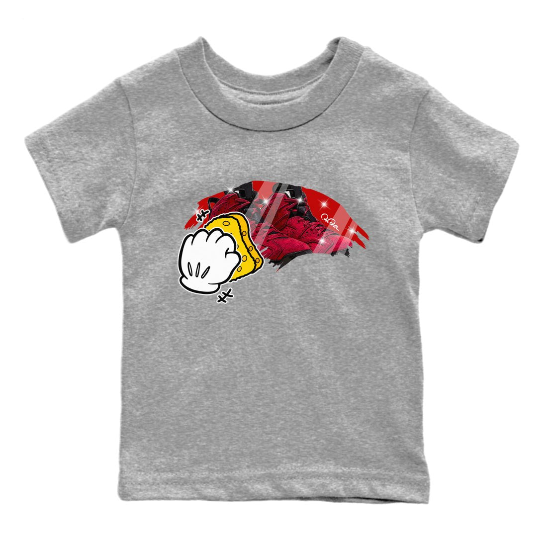 Air Jordan 6 Toro Bravo Sneaker Match Tees Wiping Sneaker Tees AJ6 Toro Bravo Sneaker Release Tees Kids Shirts Heather Grey 2