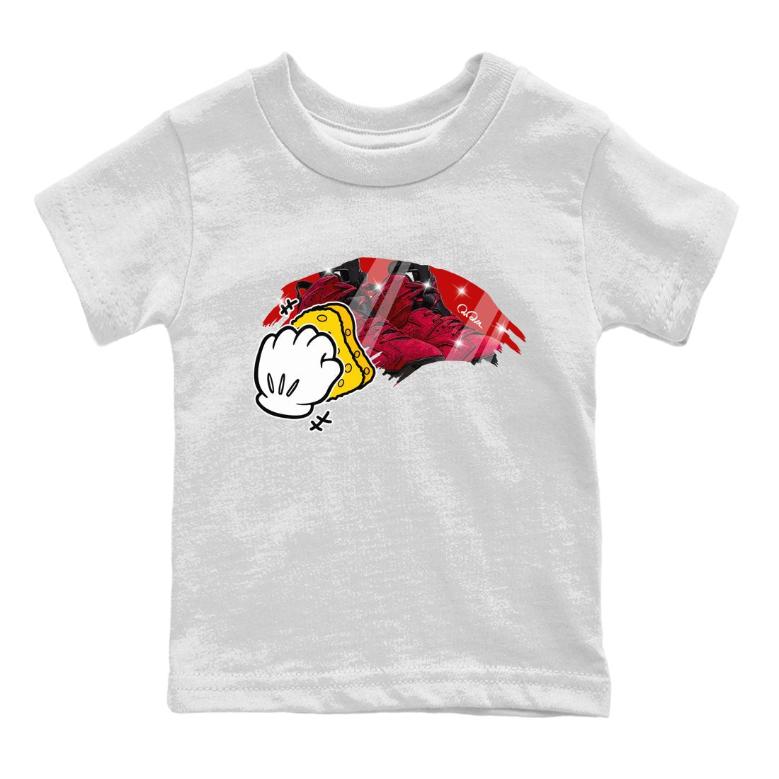Air Jordan 6 Toro Bravo Sneaker Match Tees Wiping Sneaker Tees AJ6 Toro Bravo Sneaker Release Tees Kids Shirts White 2