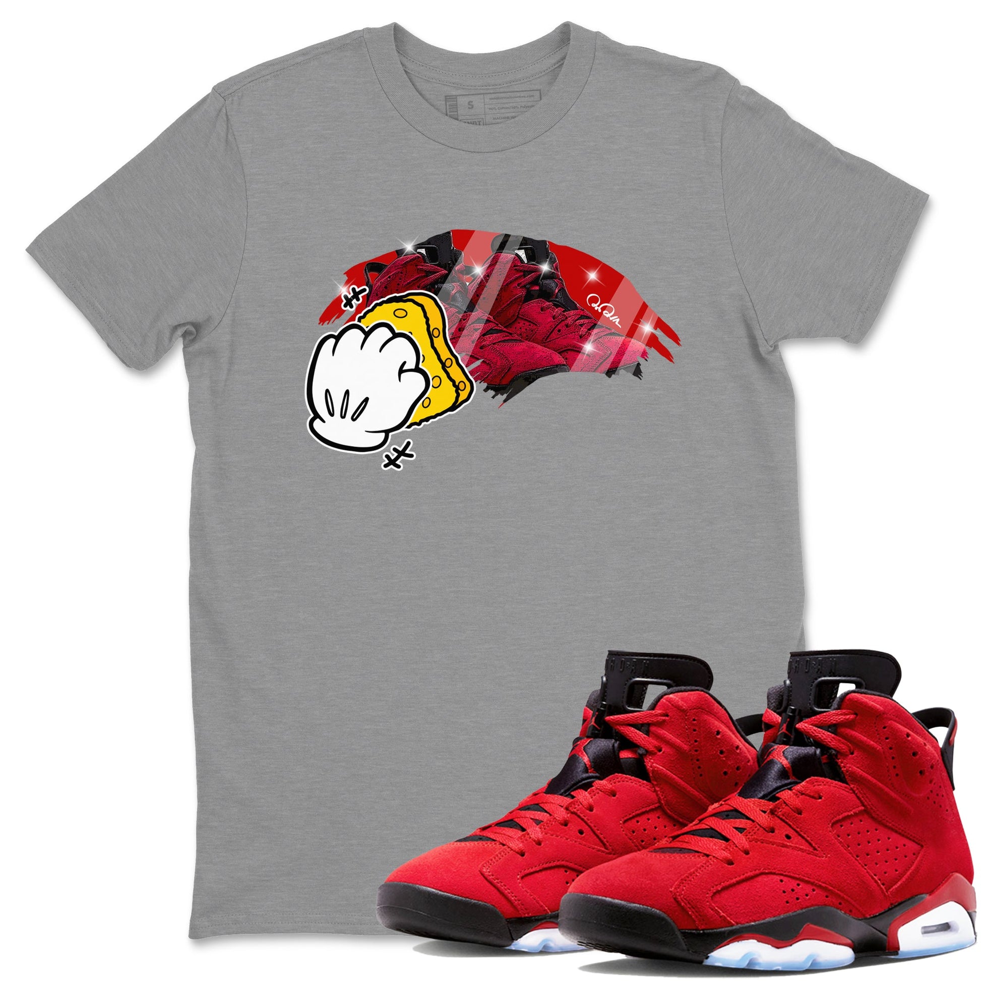 Air Jordan 6 Toro Bravo Sneaker Match Tees Wiping Sneaker Tees AJ6 Toro Bravo Sneaker Release Tees Unisex Shirts Heather Grey 1