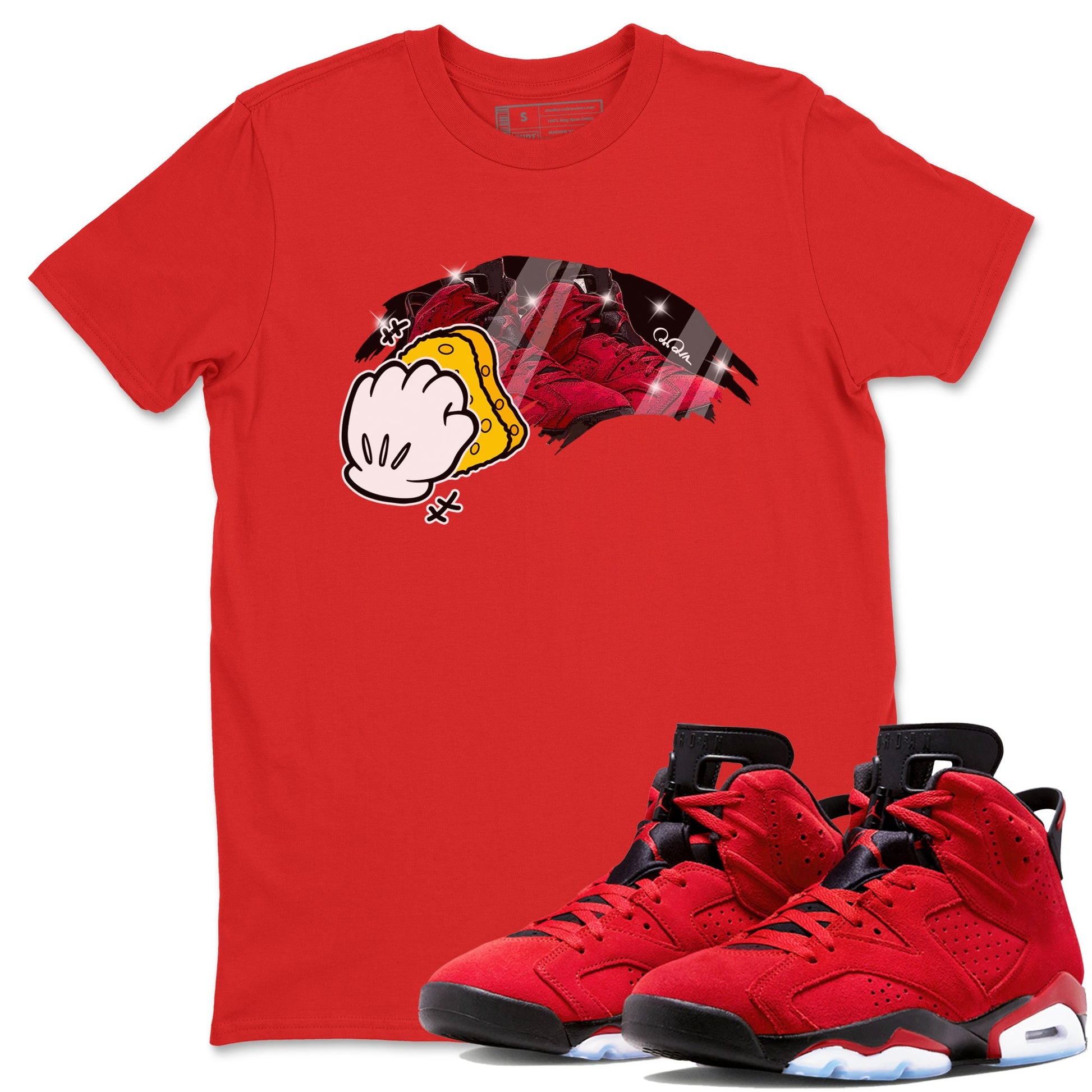 Air Jordan 6 Toro Bravo Sneaker Match Tees Wiping Sneaker Tees AJ6 Toro Bravo Sneaker Release Tees Unisex Shirts Red 1