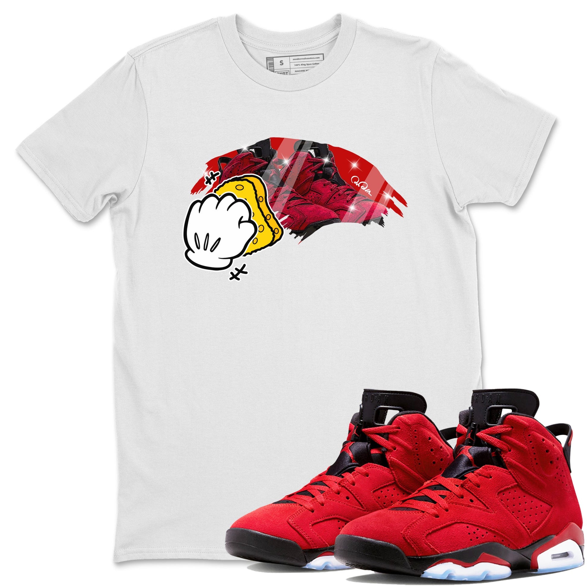 Air Jordan 6 Toro Bravo Sneaker Match Tees Wiping Sneaker Tees AJ6 Toro Bravo Sneaker Release Tees Unisex Shirts White 1