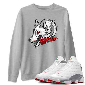Air Jordan 13 Wolf Grey Sneaker Match Tees Wolf Head Sneaker Tees AJ13 Wolf Grey Sneaker Release Tees Unisex Shirts Heather Grey 1