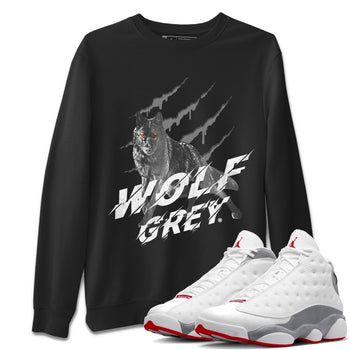 Air Jordan 13 Wolf Grey Sneaker Match Tees Wolf Scratch Sneaker Tees Air Jordan 13 Retro Wolf Grey T-Shirt Unisex Shirts Black 1