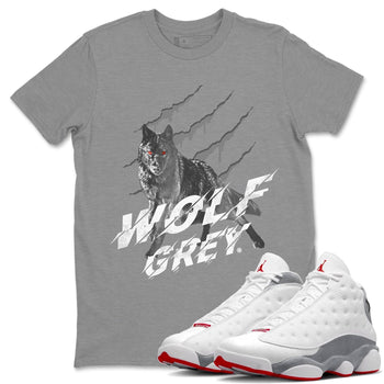 Air Jordan 13 Wolf Grey Wolf Scratch Crew Neck Sneaker Tees Air Jordan 13 Wolf Grey Sneaker T-Shirts Size Chart