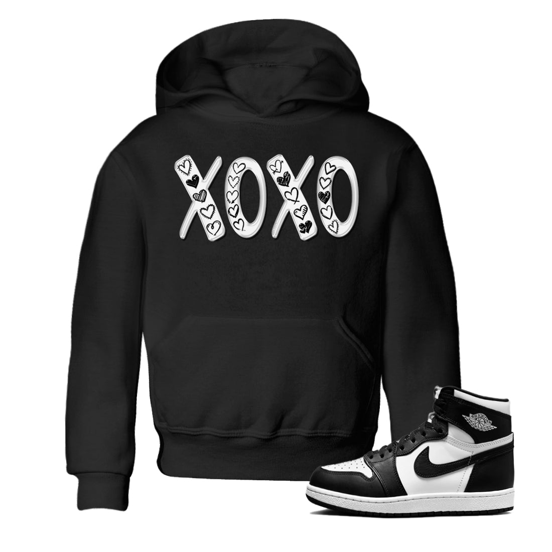 Air Jordan 1 Black White Sneaker Match Tees XOXO Sneaker Tees Air Jordan 1 Black White Sneaker Release Tees Kids Shirts