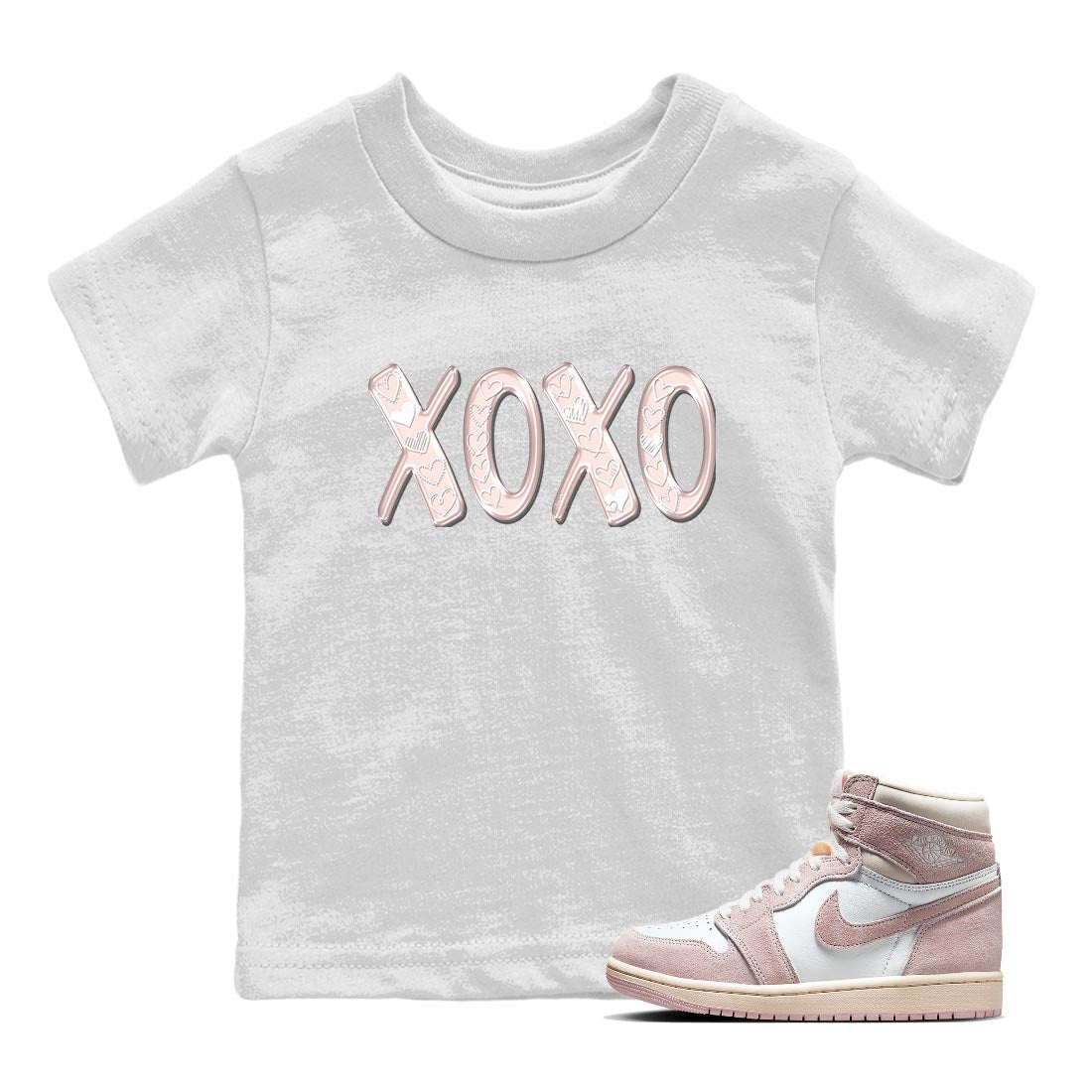 Air Jordan 1 washed pink Sneaker Match Tees XOXO Sneaker Tees AJ1 Washed Pink Sneaker Release Tees Kids Shirts White 1