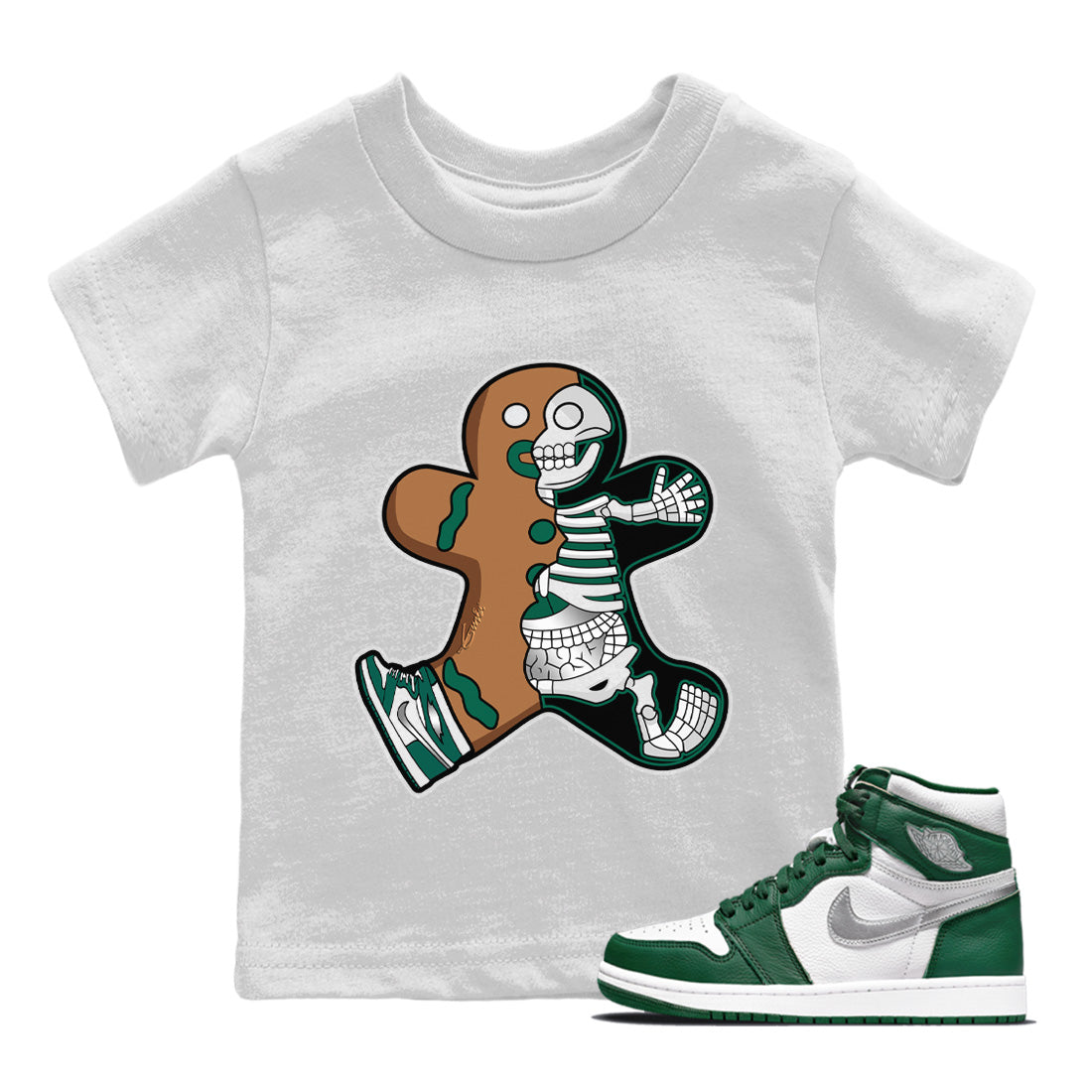 Jordan 1 Gorge Green Sneaker Match Tees Xray Gingerbread Man Sneaker Tees Jordan 1 Gorge Green Sneaker Release Tees Kids Shirts