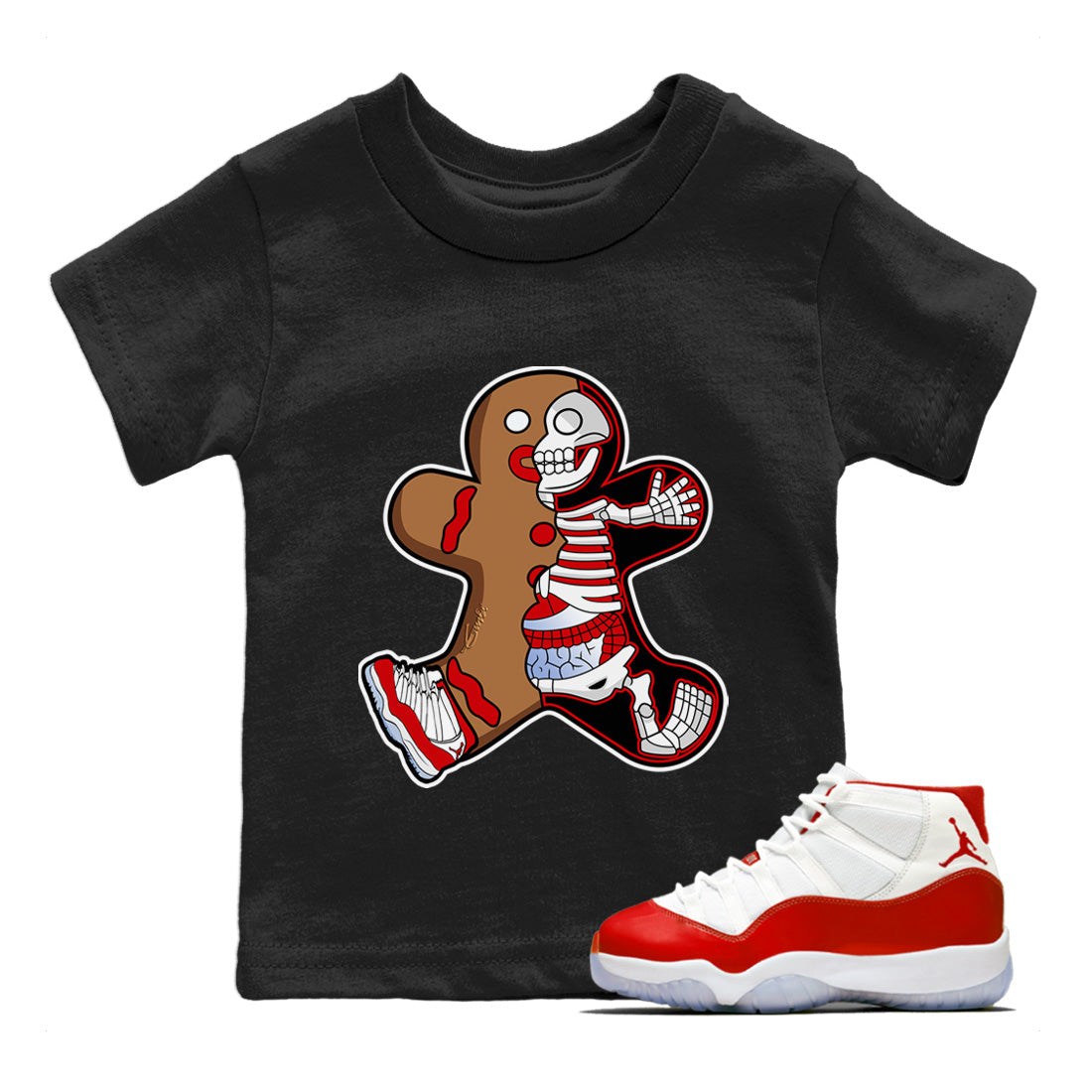 Jordan 11 Cherry Sneaker Match Tees Xray Gingerbread Man Sneaker Tees Jordan 11 Cherry Sneaker Release Tees Kids Shirts