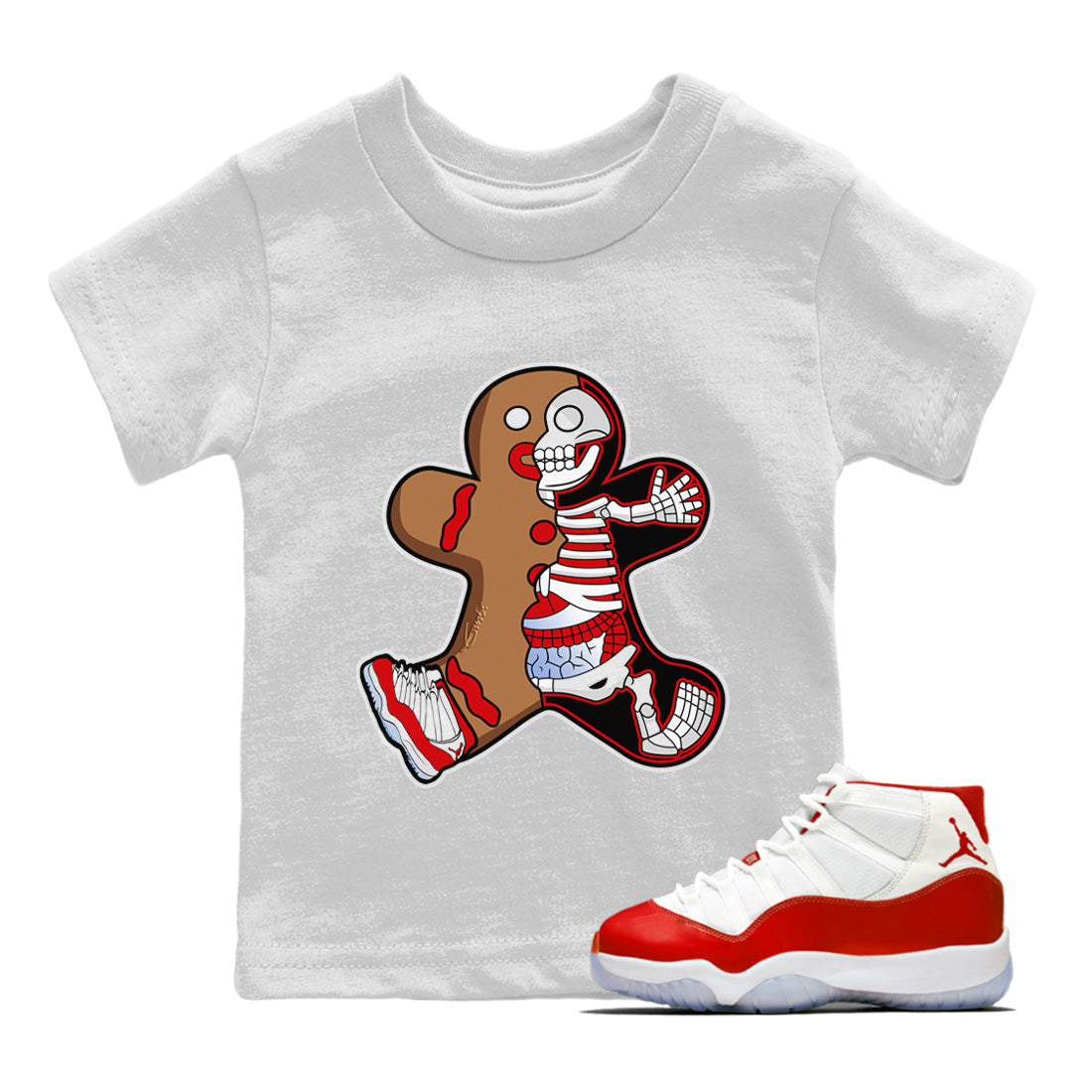 Jordan 11 Cherry Sneaker Match Tees Xray Gingerbread Man Sneaker Tees Jordan 11 Cherry Sneaker Release Tees Kids Shirts