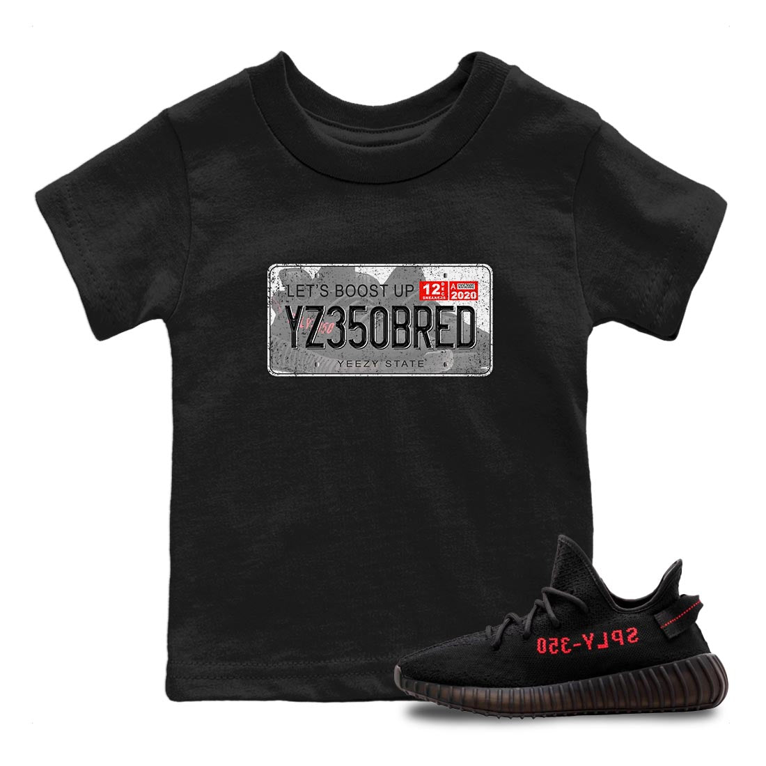 Yeezy 350 Bred shirt to match jordans Yeezy Plate sneaker tees Yeezy Boost 350 V2 Bred SNRT Sneaker Release Tees Baby Toddler Black 1 T-Shirt