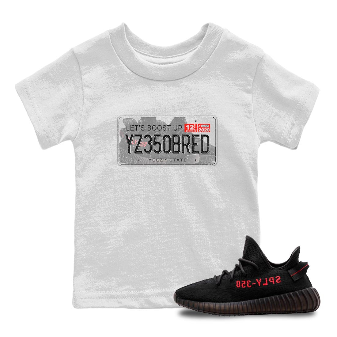 Yeezy 350 Bred shirt to match jordans Yeezy Plate sneaker tees Yeezy Boost 350 V2 Bred SNRT Sneaker Release Tees Baby Toddler White 1 T-Shirt