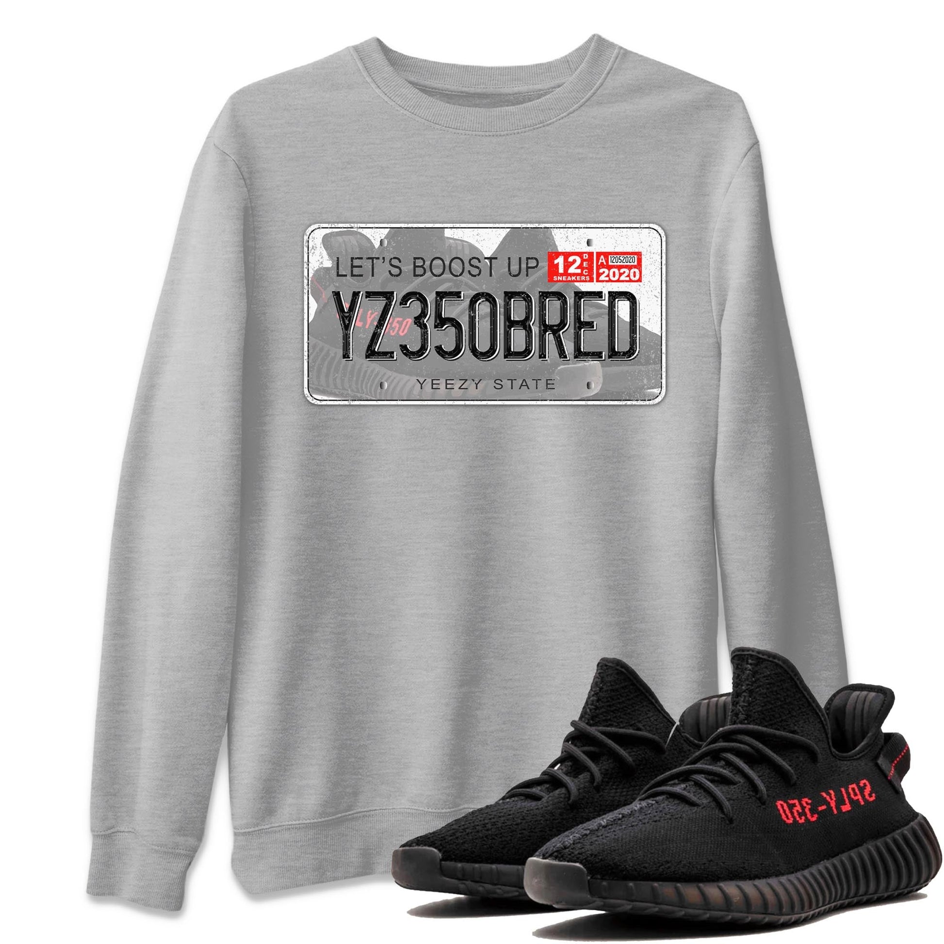 Yeezy 350 Bred shirt to match jordans Yeezy Plate sneaker tees Yeezy Boost 350 V2 Bred SNRT Sneaker Release Tees Unisex Heather Grey 1 T-Shirt