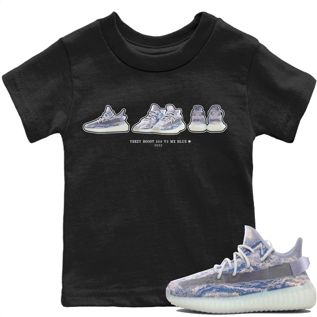 Yeezy 350 MX Blue Sneaker Match Tees Yeezy Prelude Sneaker Tees Yeezy 350 MX Blue Sneaker Release Tees Kids Shirts