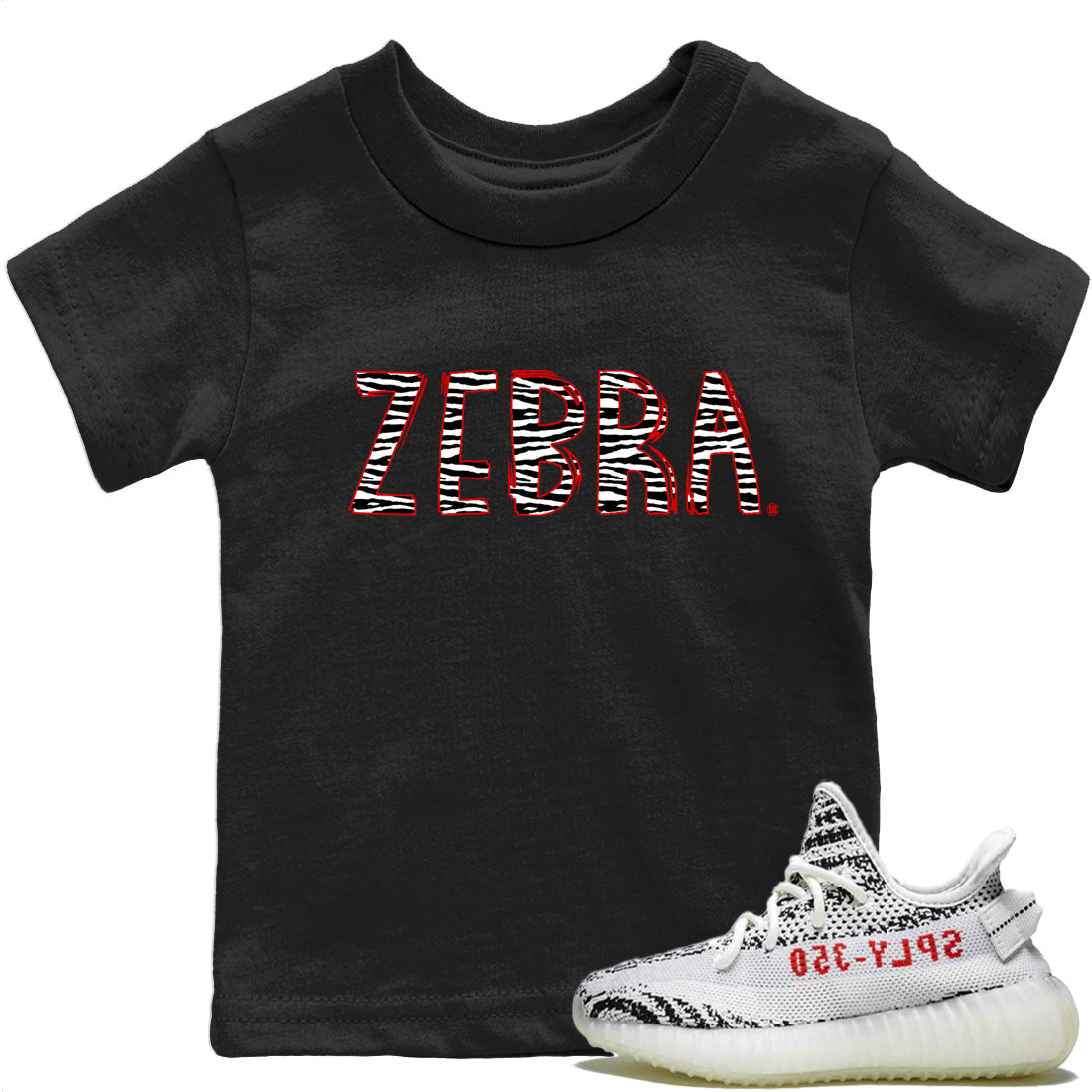 Yeezy 350 Zebra Sneaker Match Tees Zebra Letters Sneaker Tees Yeezy 350 Zebra Sneaker Release Tees Kids Shirts