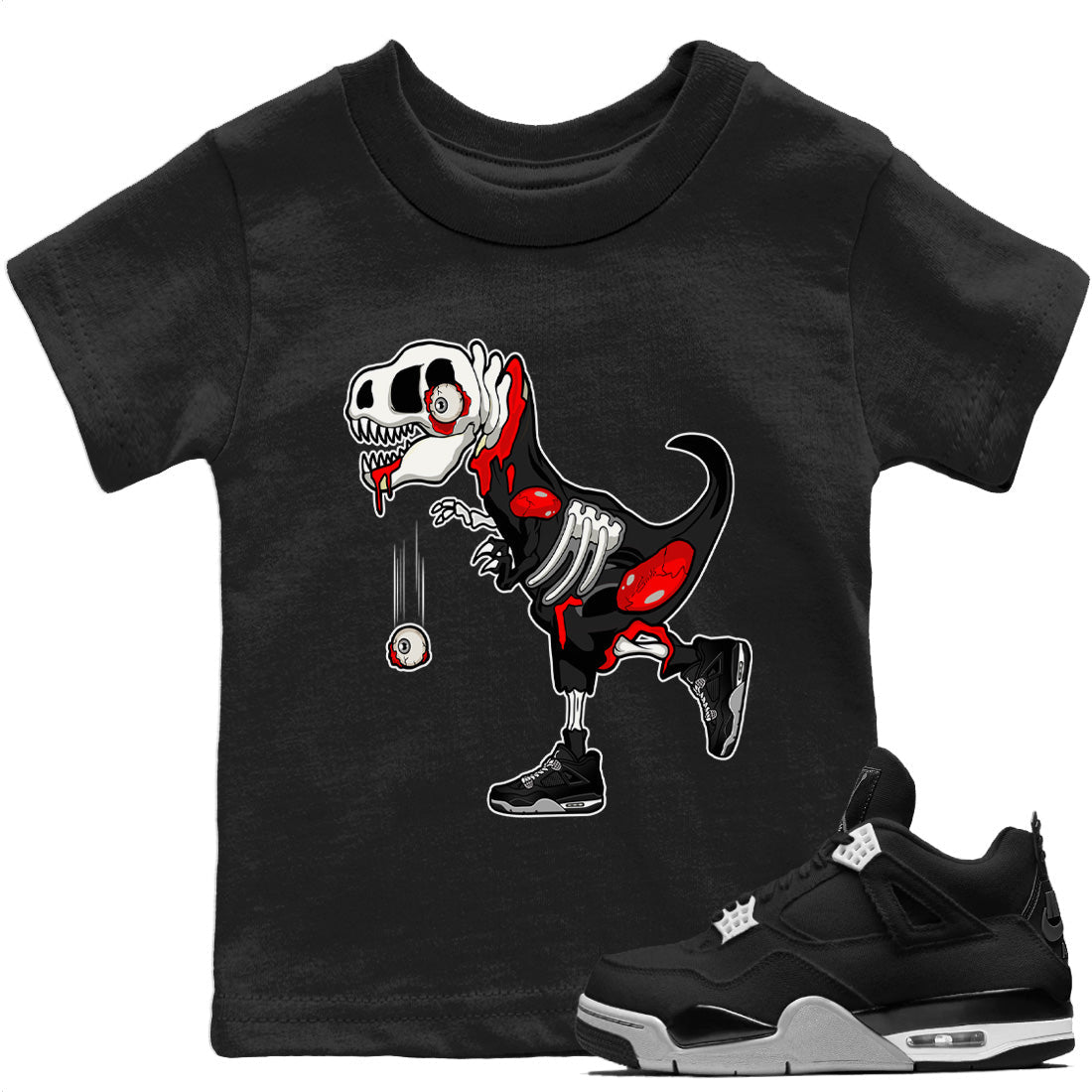 Jordan 4 Black Canvas unique Halloween sneaker tee Zombie Dino Sneaker Tees Jordan 4 Black Canvas Sneaker Release Tees Kids Shirts