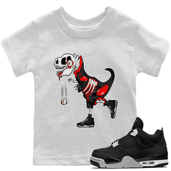 Jordan 4 Black Canvas unique Halloween sneaker tee Zombie Dino Sneaker Tees Jordan 4 Black Canvas Sneaker Release Tees Kids Shirts