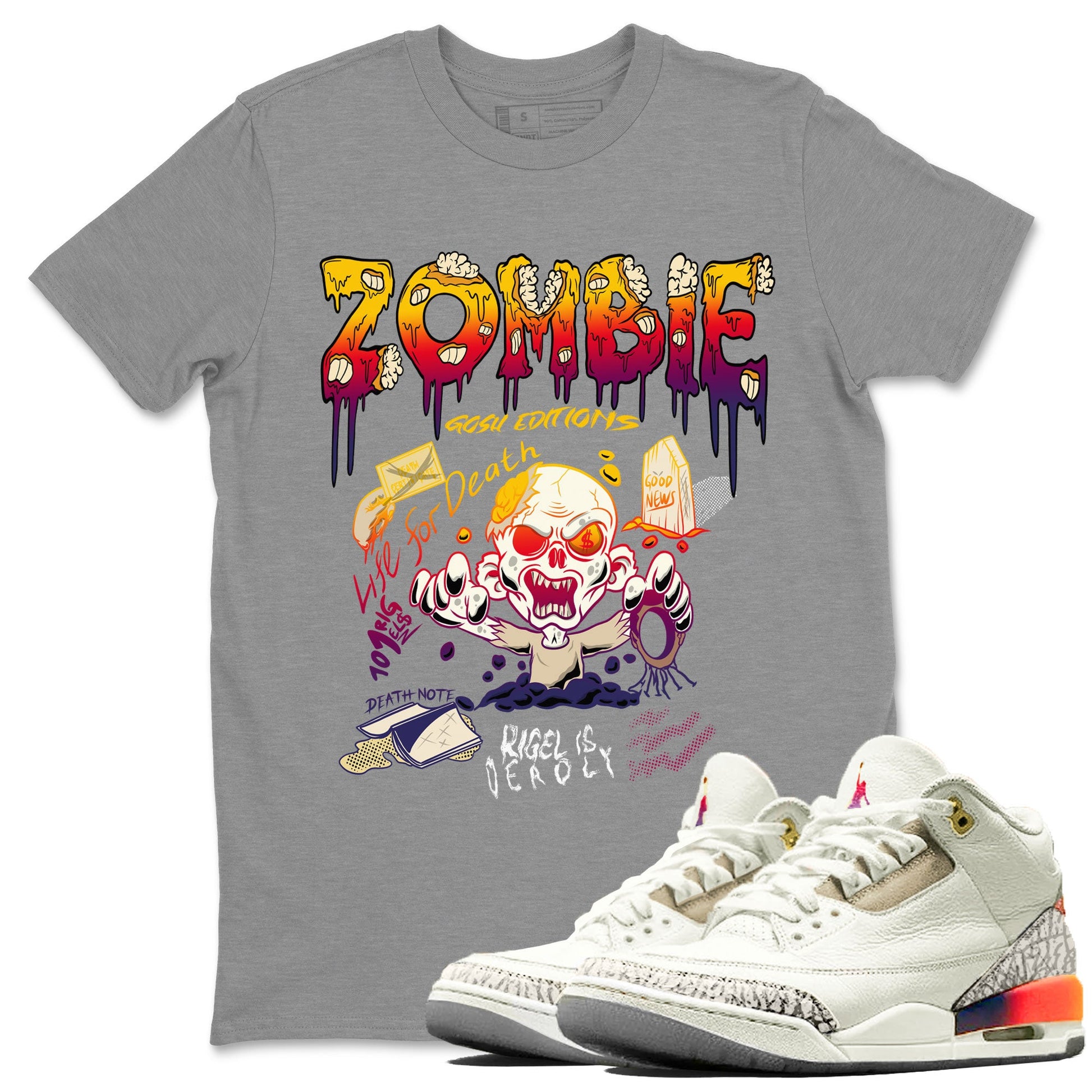 Air Jordan 3 X J Balvin shirt to match jordans Zombie Grave sneaker tees Air Jordan 3 X J Balvin SNRT Sneaker Release Tees LGBT Pride T-Shirt Unisex Heather Grey 1 T-Shirt